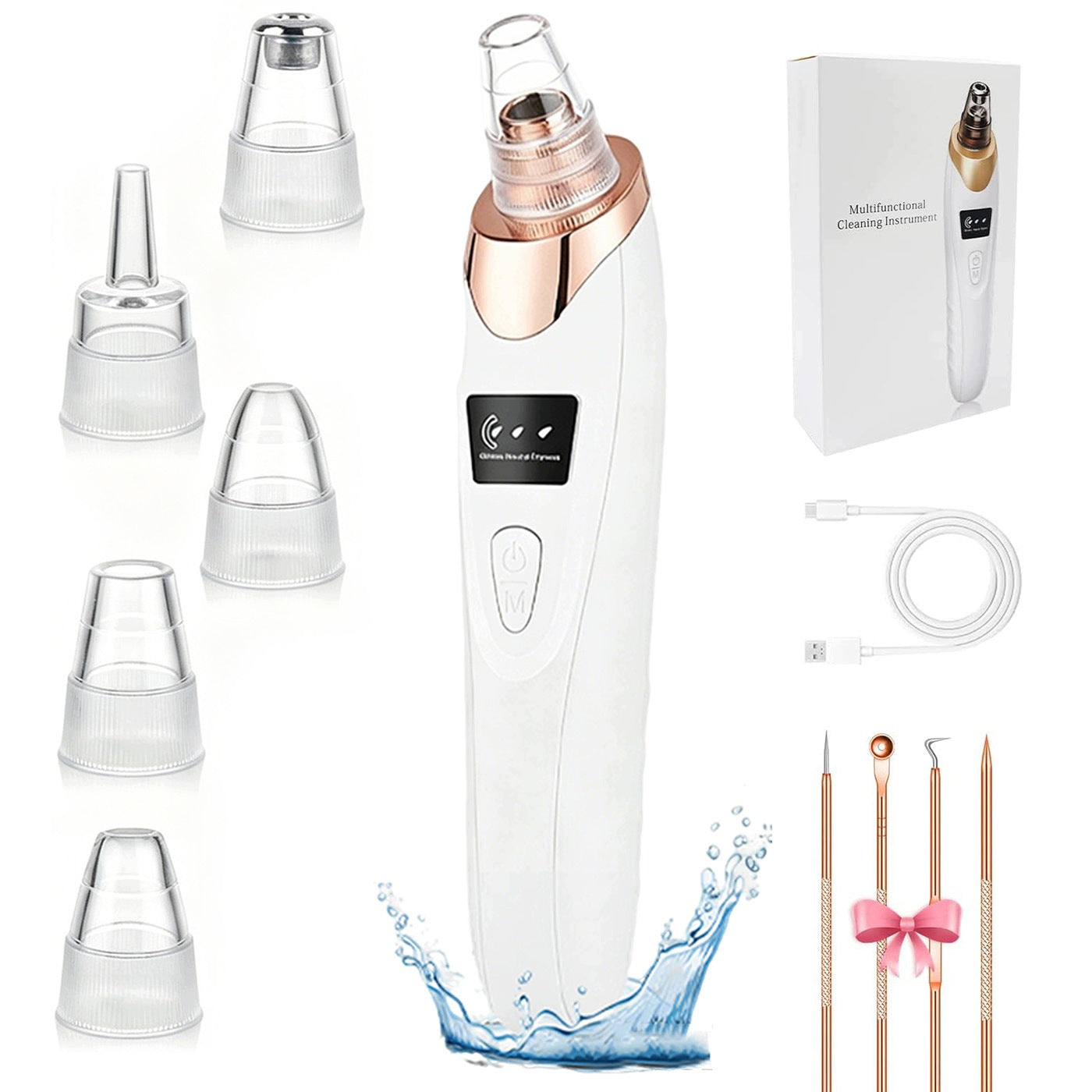 Blackhead Vacuum Cleaner Pores Face Care Nose Skin 3 Levels White