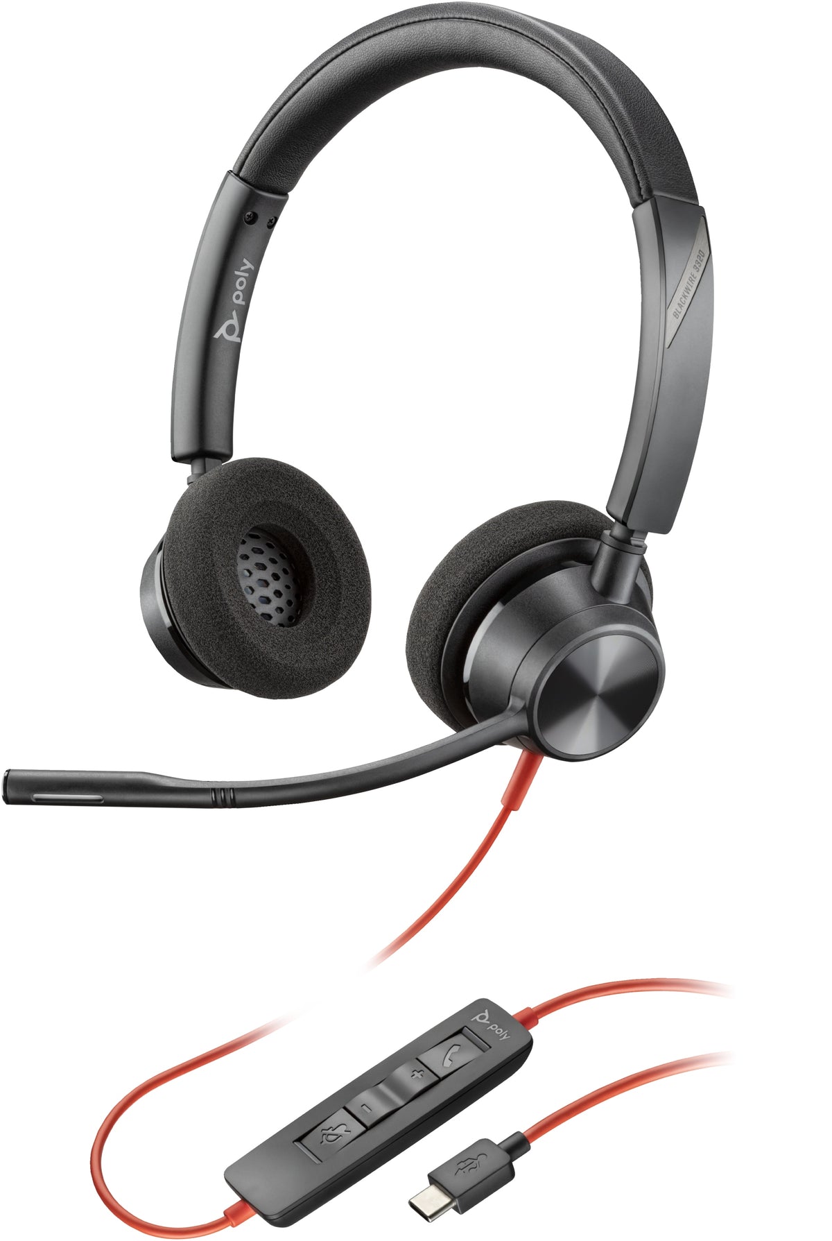 Blackwire 3320 Stereo Wired On-Ear Headphones USB-C/A 8X219AA Black Brand Poly