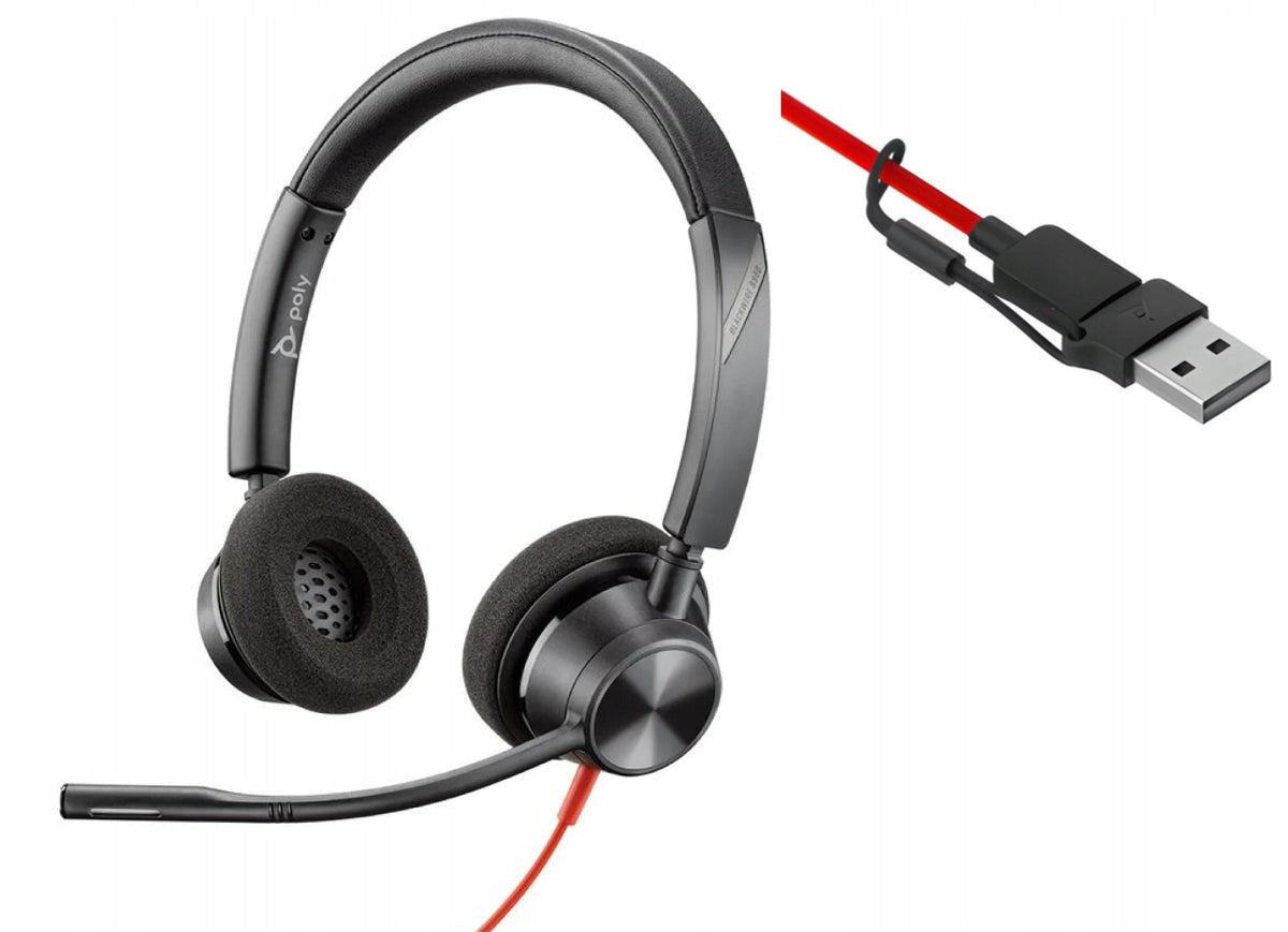 Blackwire 3320 Stereo Wired On-Ear Headphones USB-C/A 8X219AA Black