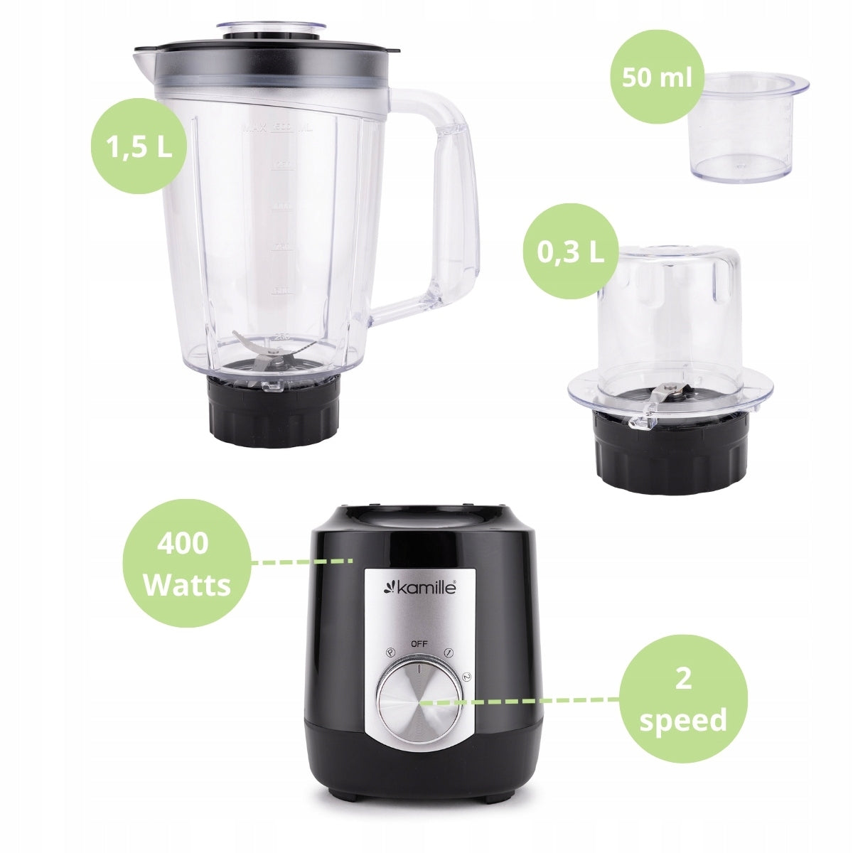Blender Chalice Shredder 2in1 Mixer 400W + COFFEE GRINDER KAMILLE Manufacturer code KM6761
