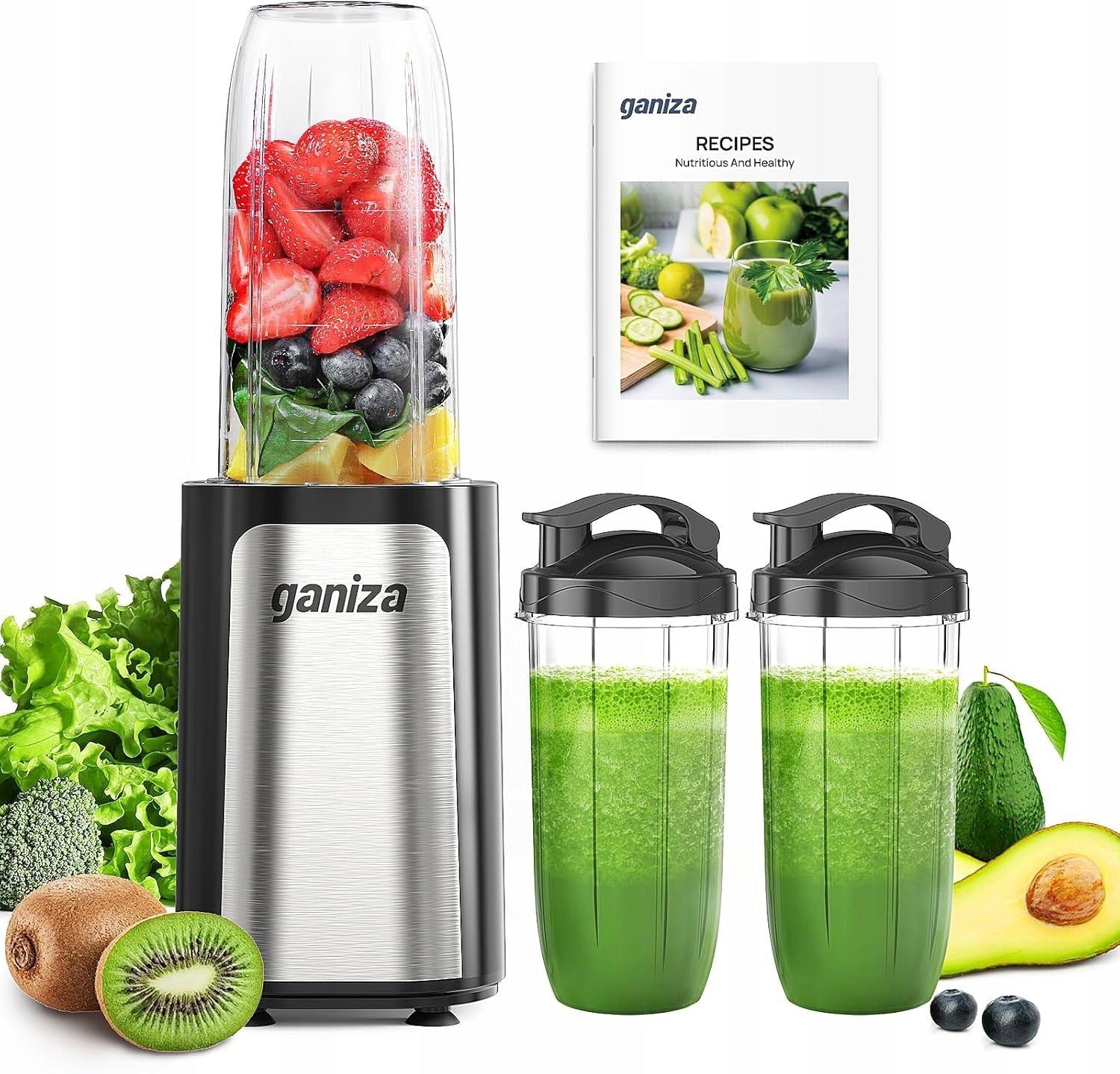 Blender GANIZA GB1 900W 4 blades 3 bottles 500/700ml BPA free smoothie