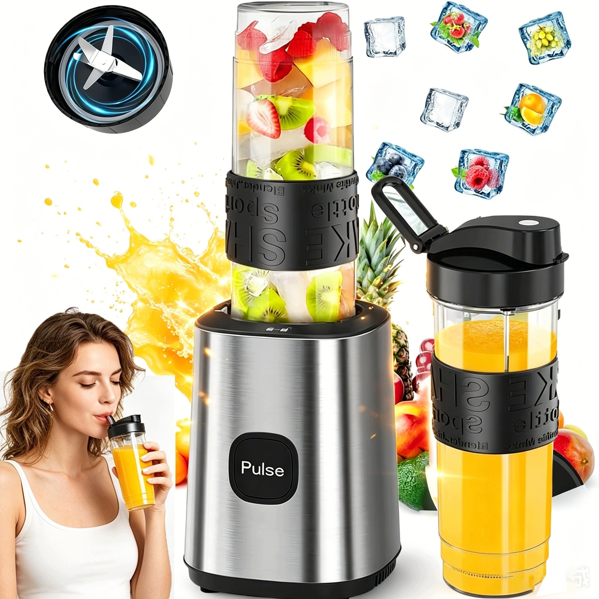 Blender for Smoothie Fruit and Ice Crushing - 2 X 570 Ml Portable Bottle