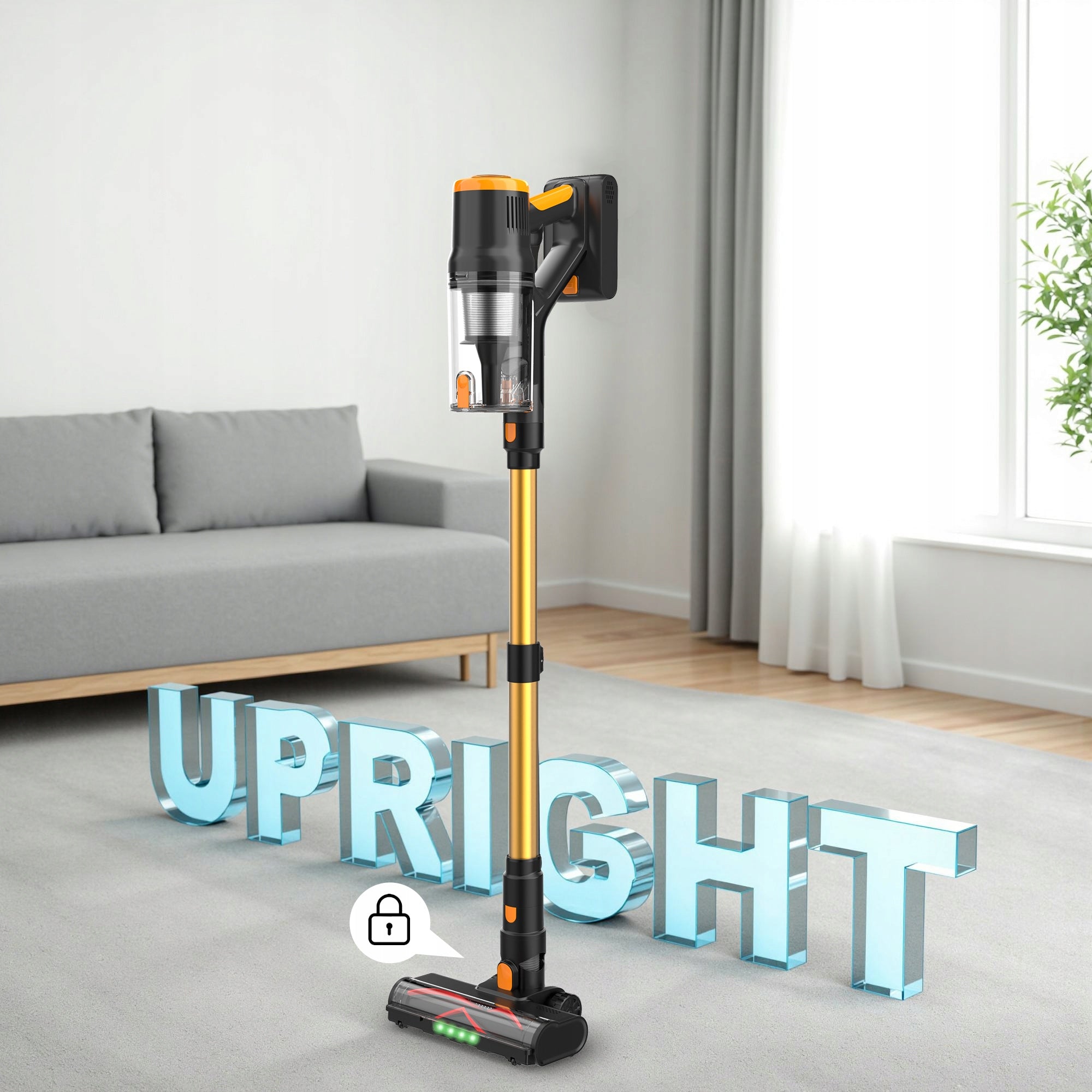 Blossom DSV112A Cordless Upright Vacuum Cleaner 550W 50kPa Gold Power supply rechargeable battery
