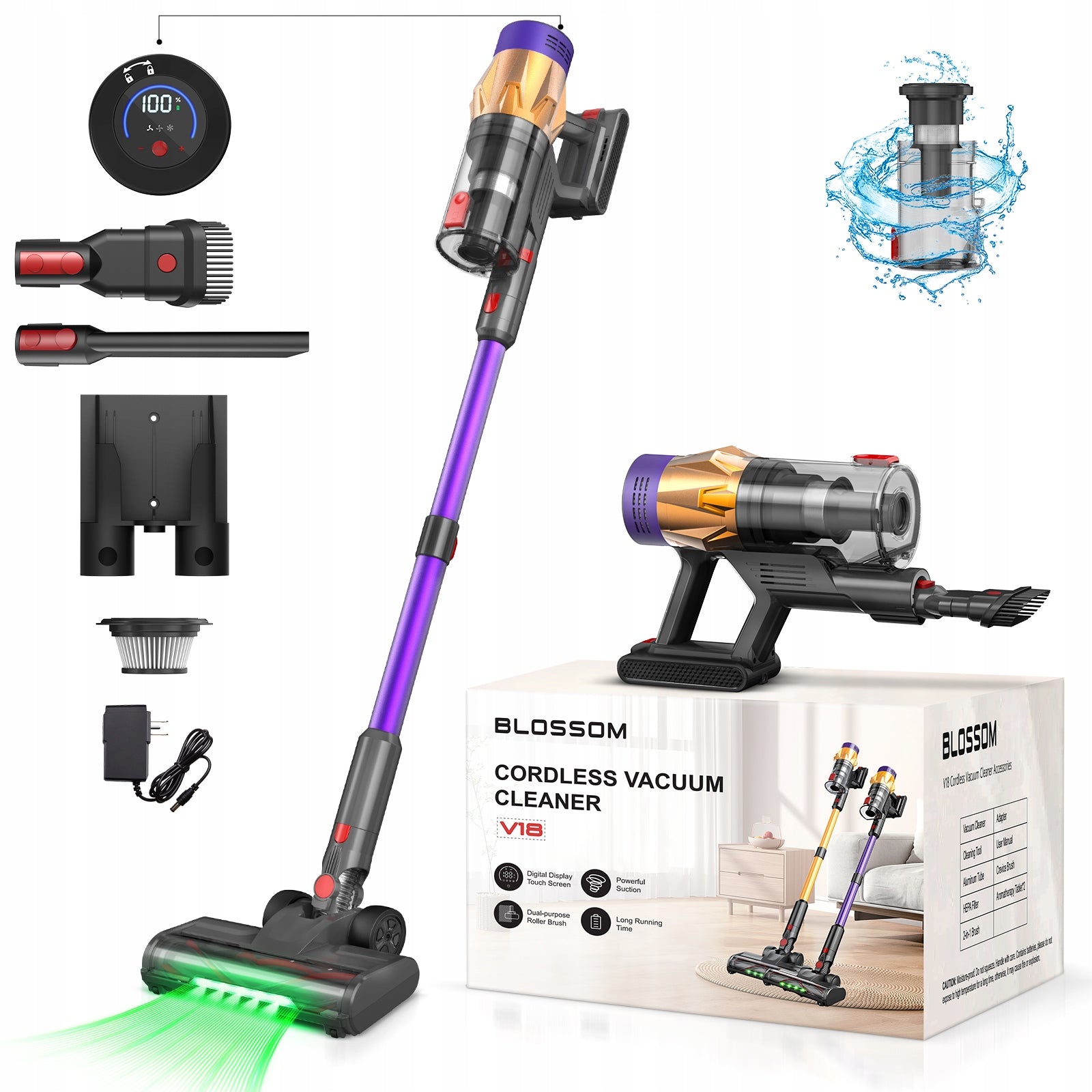 Blossom V18 Cordless Handheld Vacuum Cleaner 550W 50KPa for Home and Car
