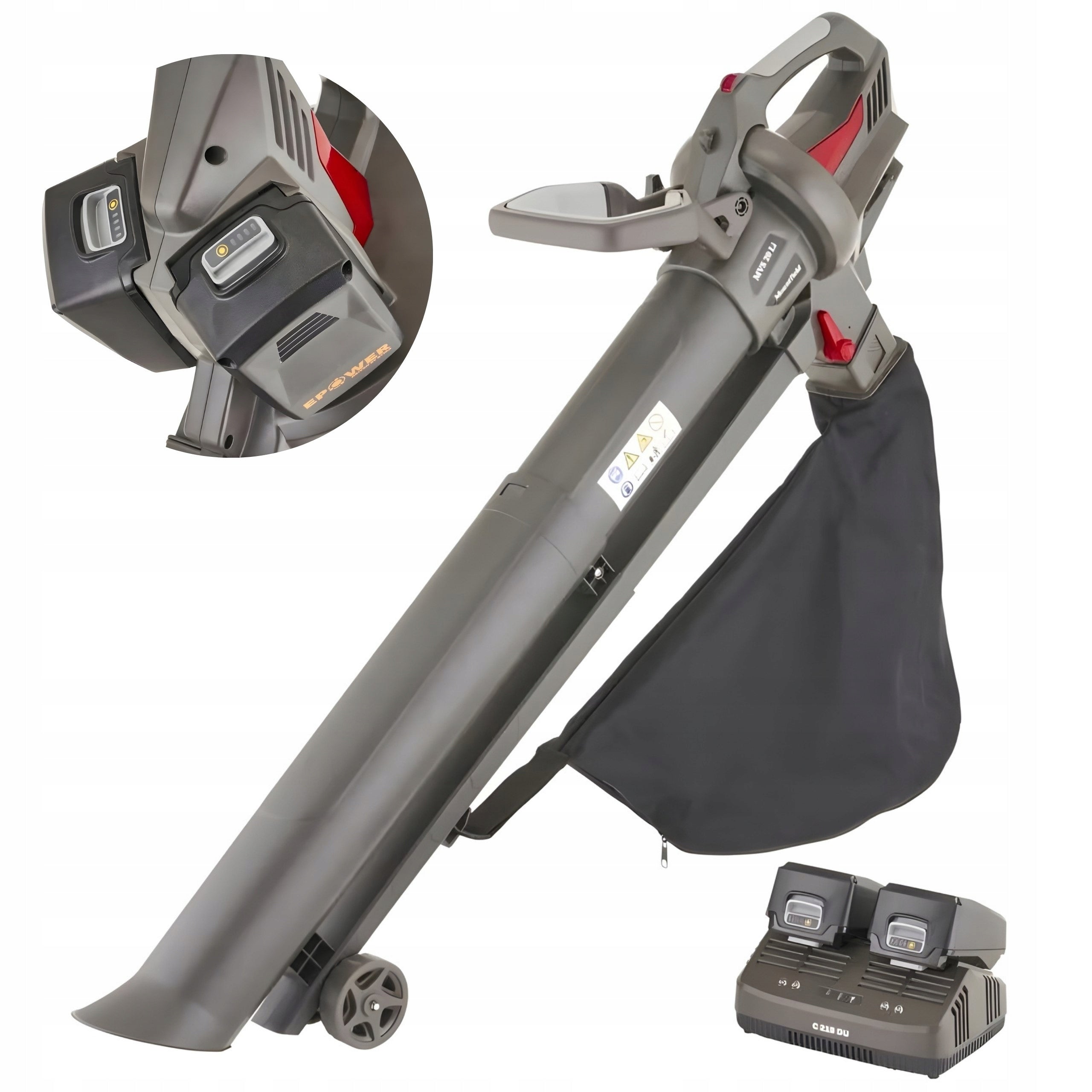 Blower Vacuum Cleaner Leaf Shredder 2x 4Ah Mountfield MVS 20 Li Kit
