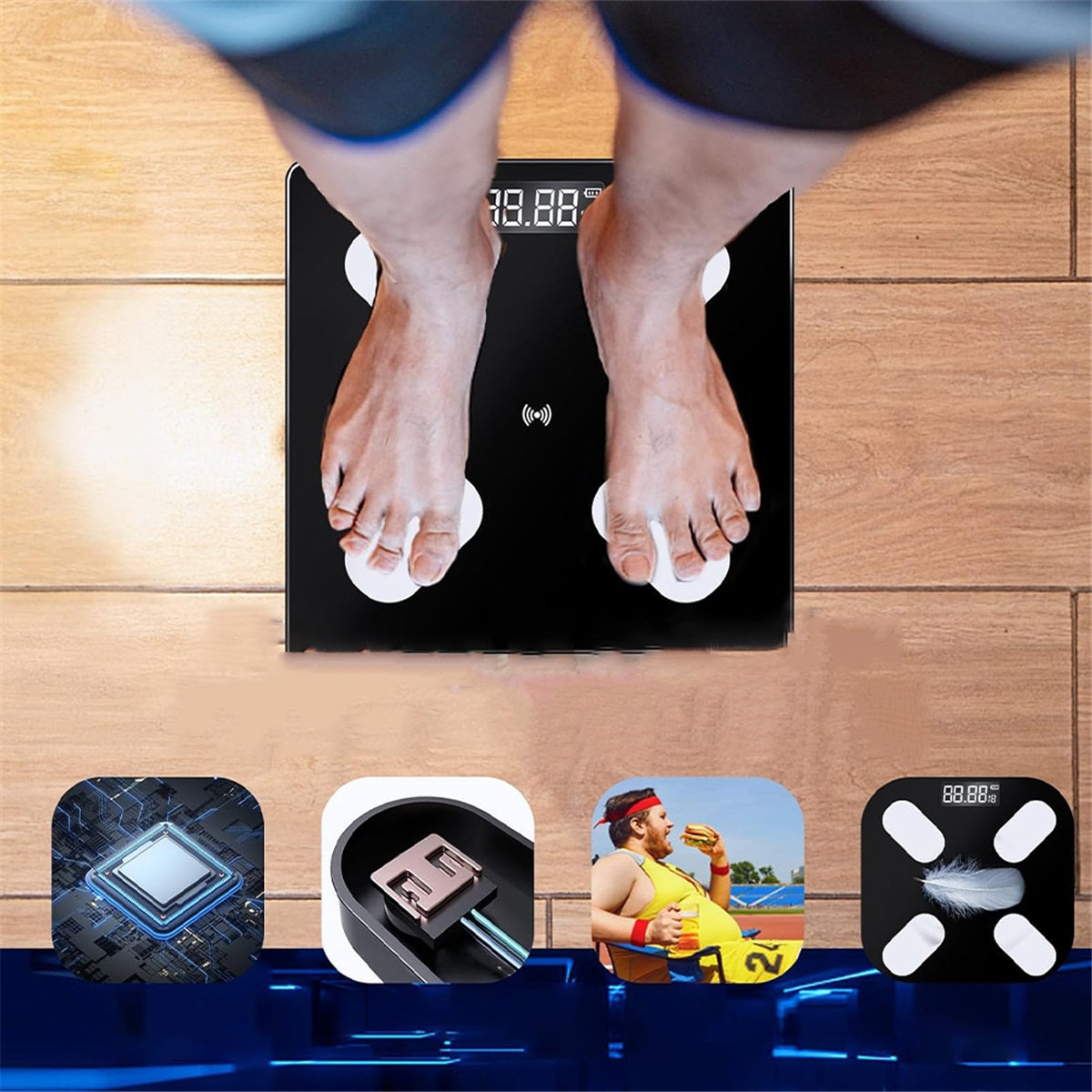 Bluetooth Smart Scale Body Analysis BMI Fat Muscle Water, Black Manufacturer code Waga inteligentna z aplikacją