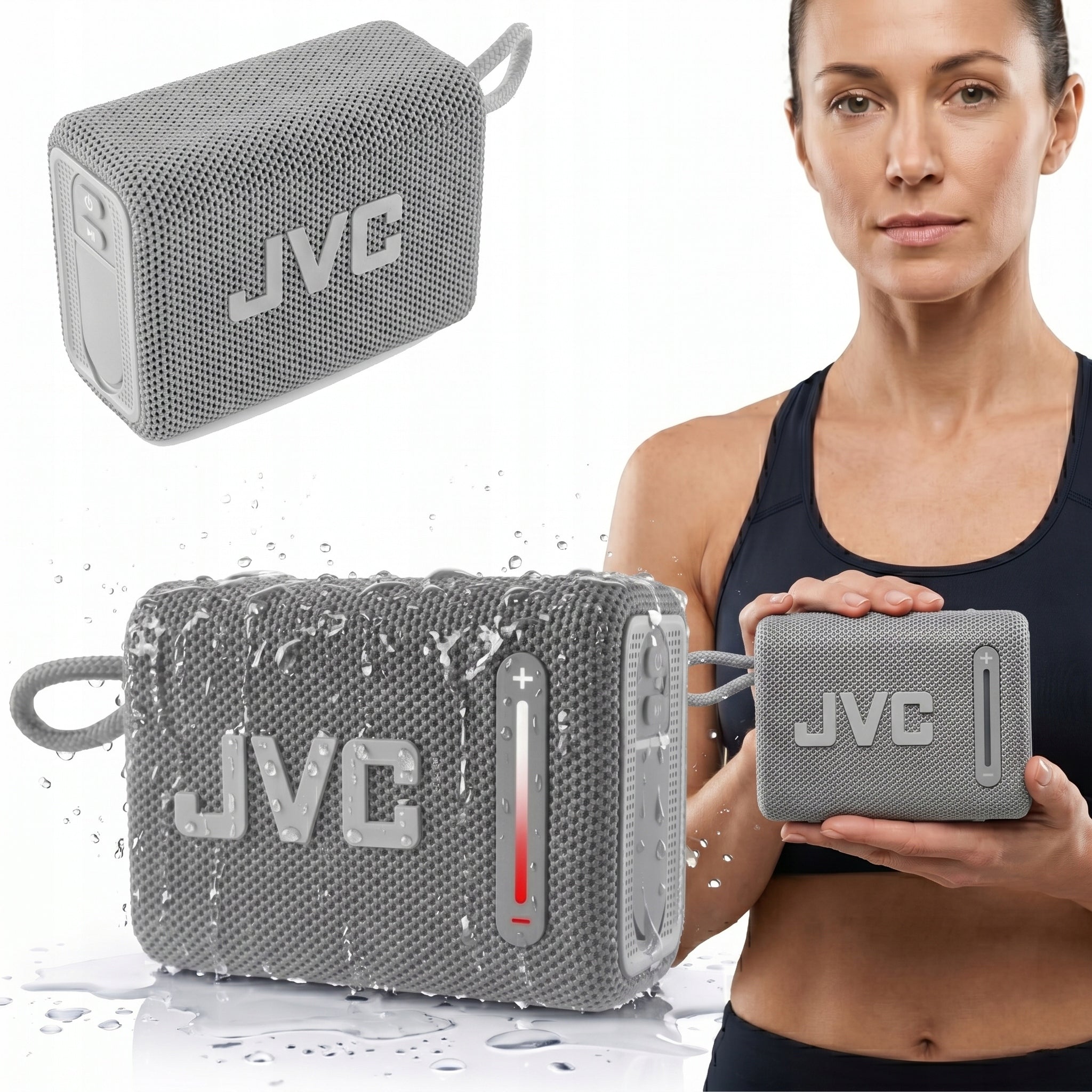 Bluetooth Speaker JVC XS-E114G FM Radio Grey Waterproof IPX6 TWS 12h