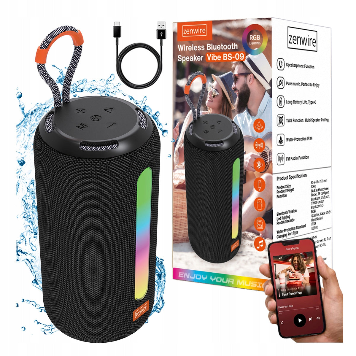 Bluetooth Speaker Portable Wireless With FM Radio Tower Boombox MP3 26W