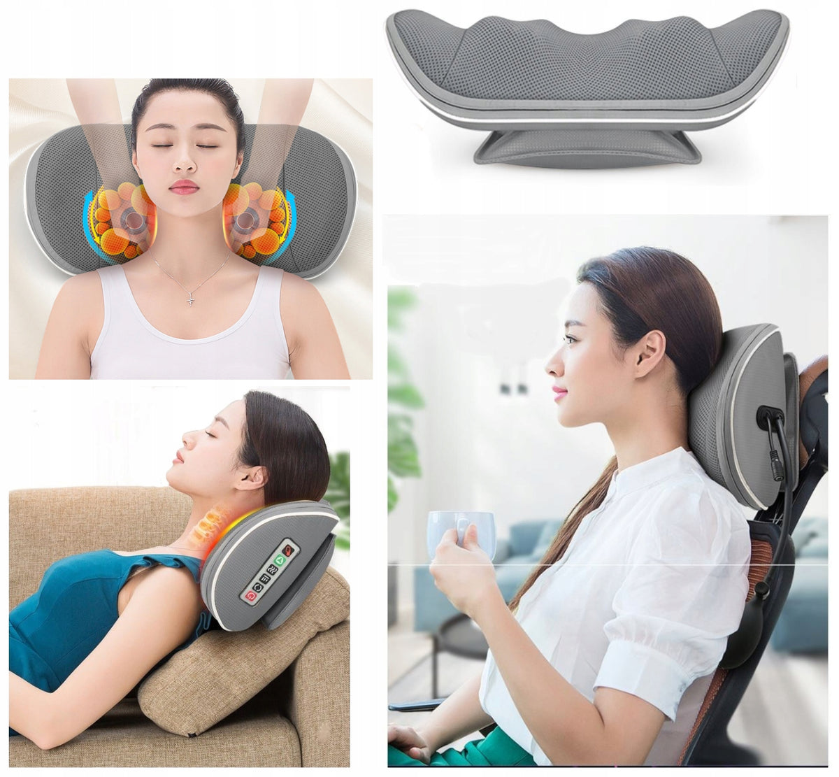 Body Massage Pillow Shiatsu Back Neck Massager with Air Cushion Color gray