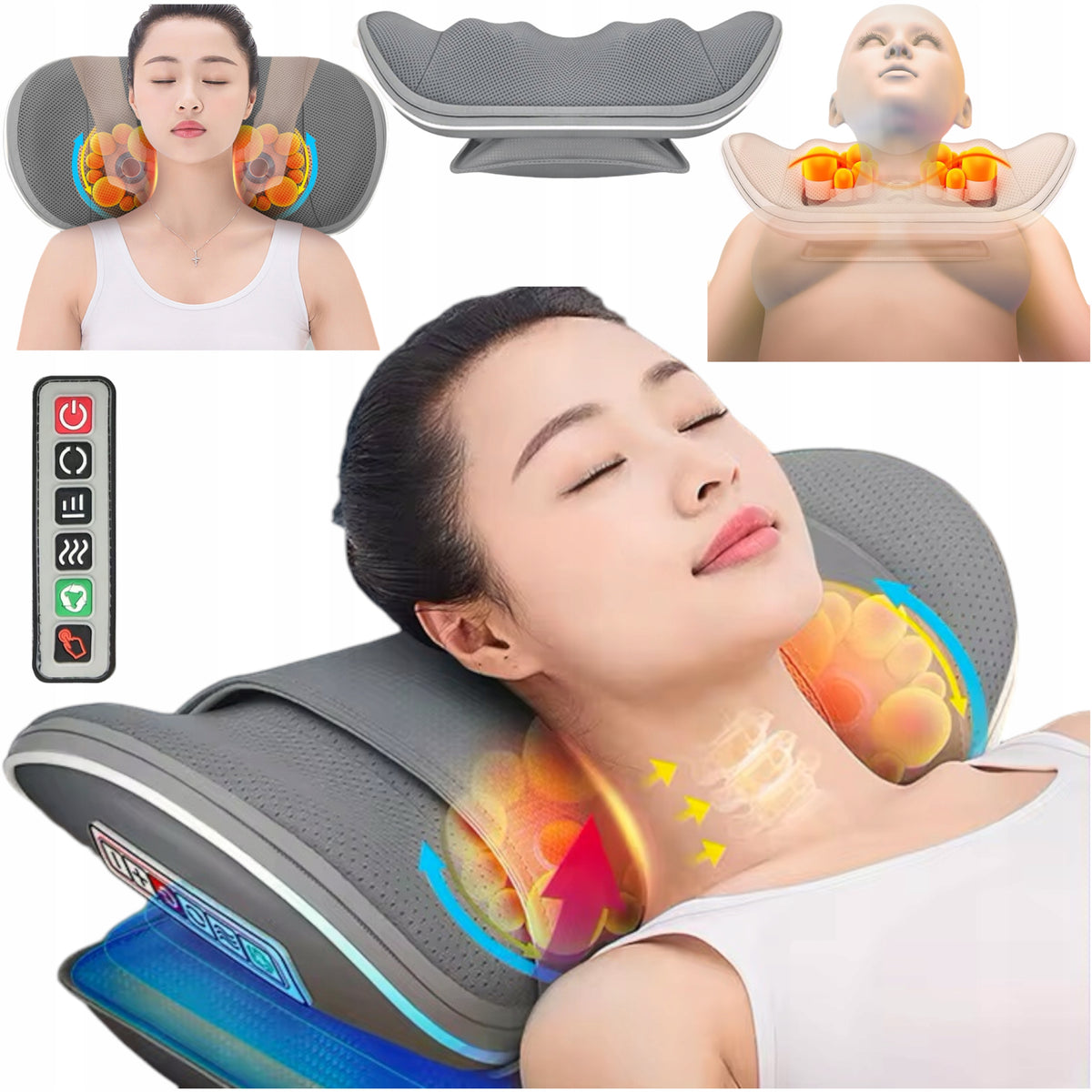 Body Massage Pillow Shiatsu Back Neck Massager with Air Cushion