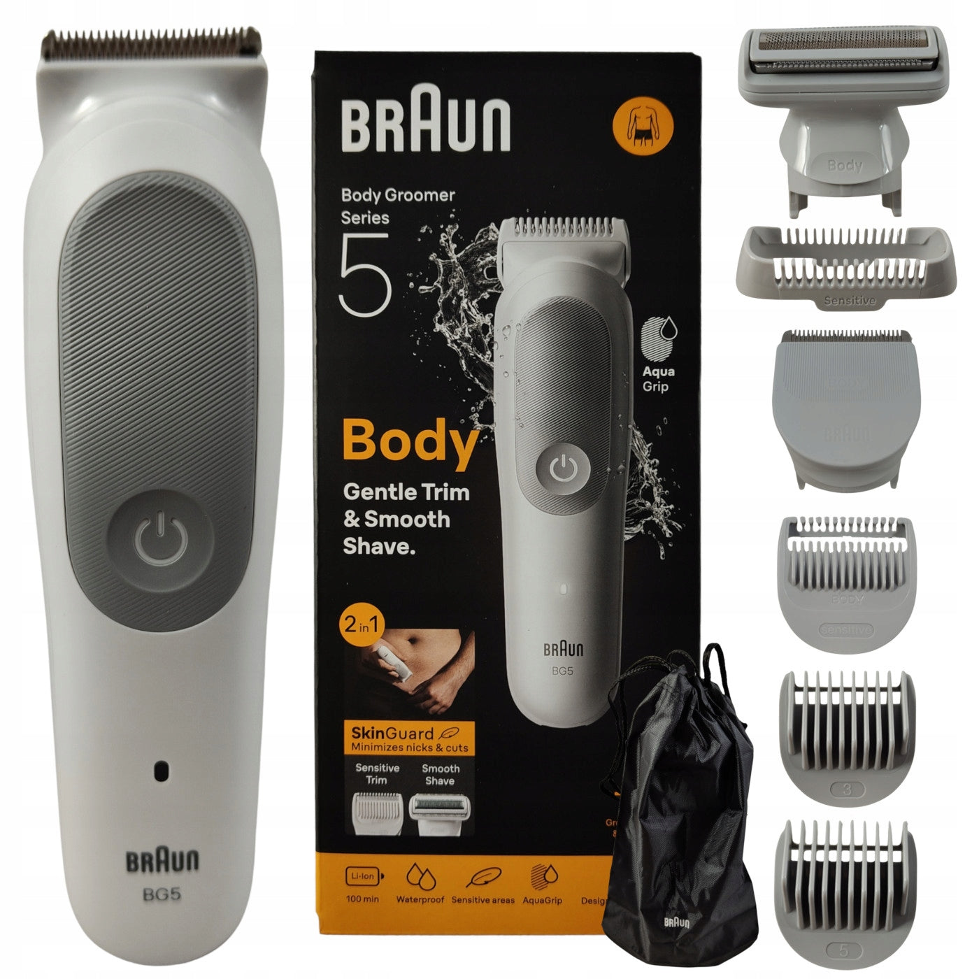 Body Trimmer Braun BG5550 up to 100 min. battery life White