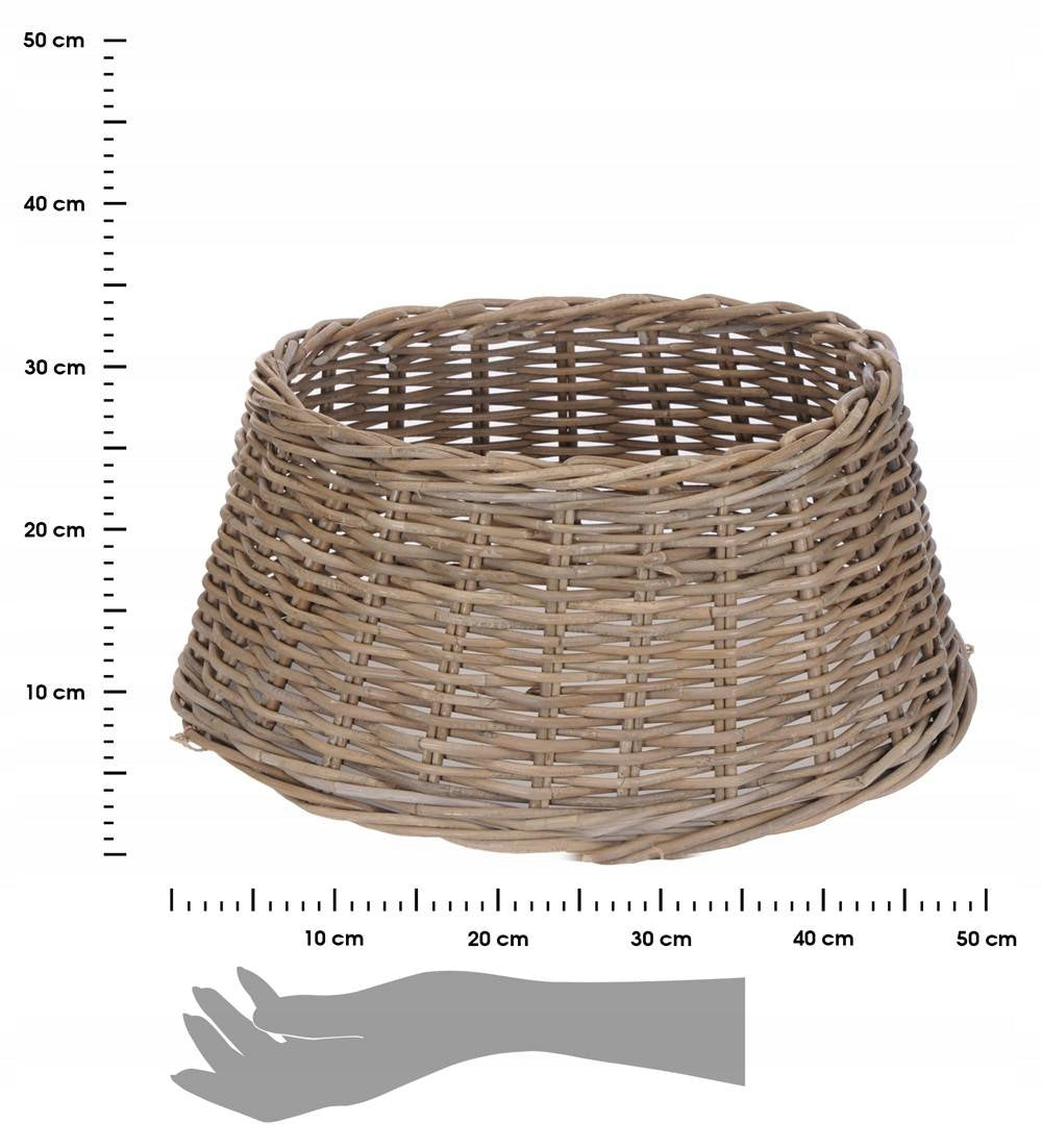 Boho Scandi Christmas Tree Stand Cover Braided Wooden 40-60 cm Rattan Brand H&S Decoration
