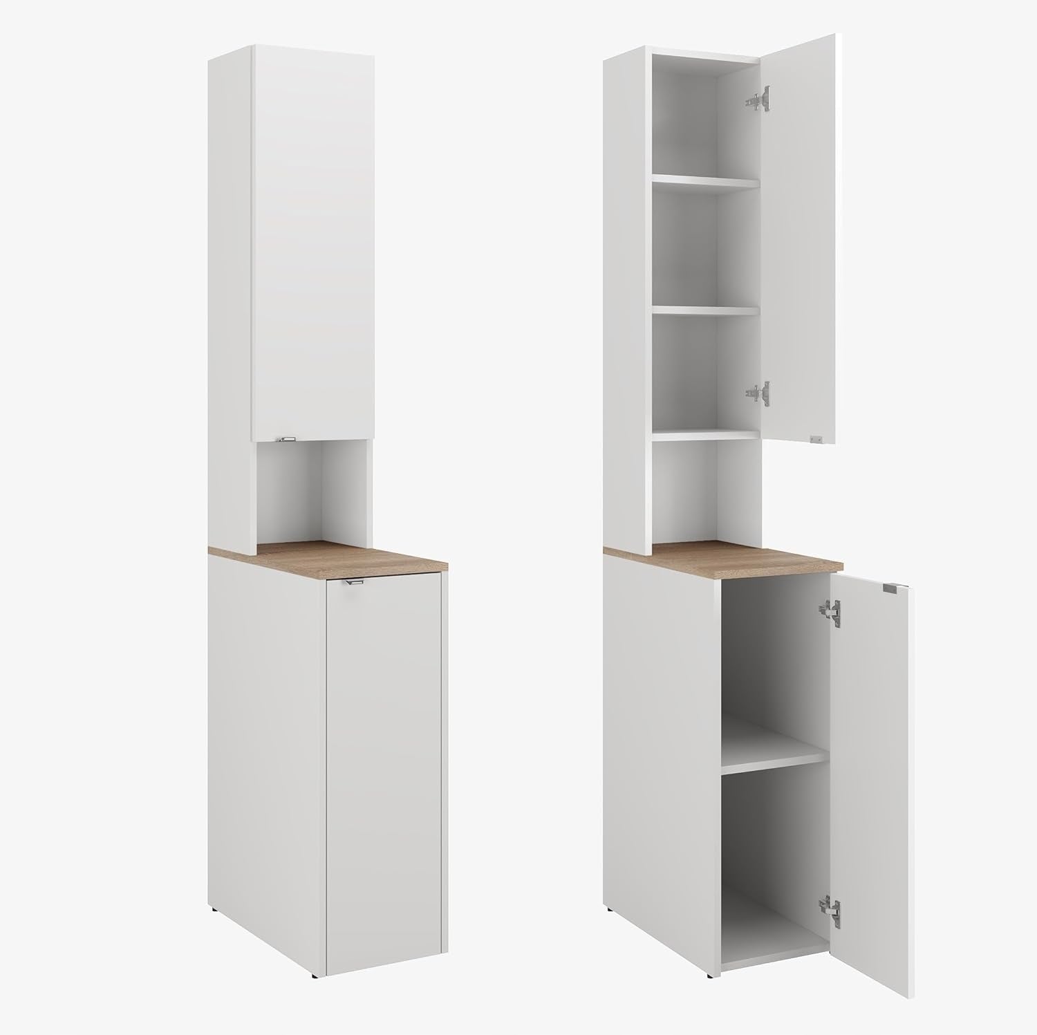 Bookcase LORA 210 x 33 x 56 cm post bathroom cabinet white / sonoma