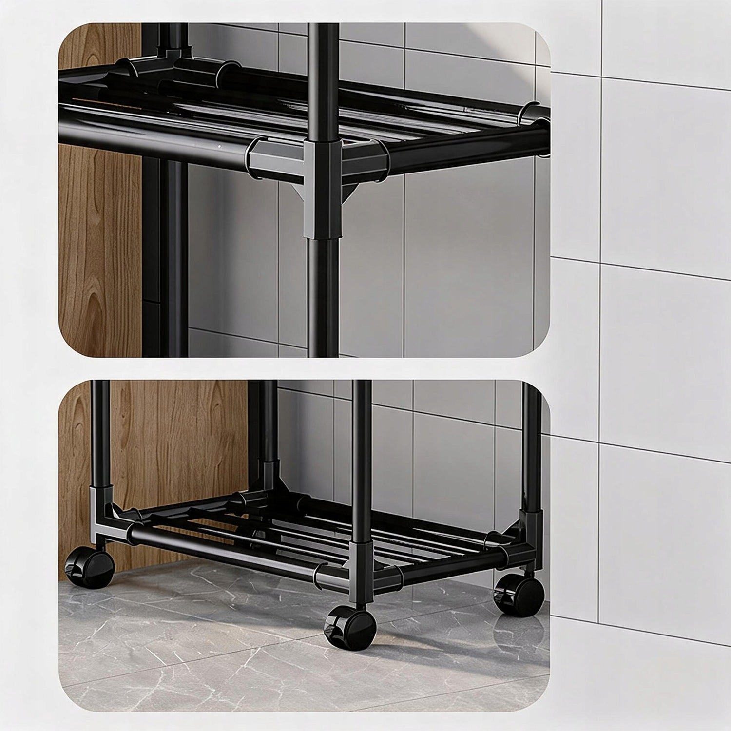 Bookcase On Wheels BEDEE 4 Layers 32x42x134cm For Microwave And Pots Manufacturer code Regał na kółkach