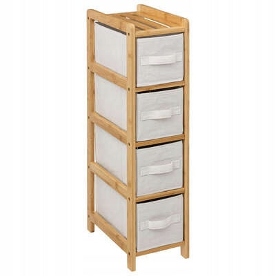 Bookcase bamboo 4 x textile drawer h-78,5
