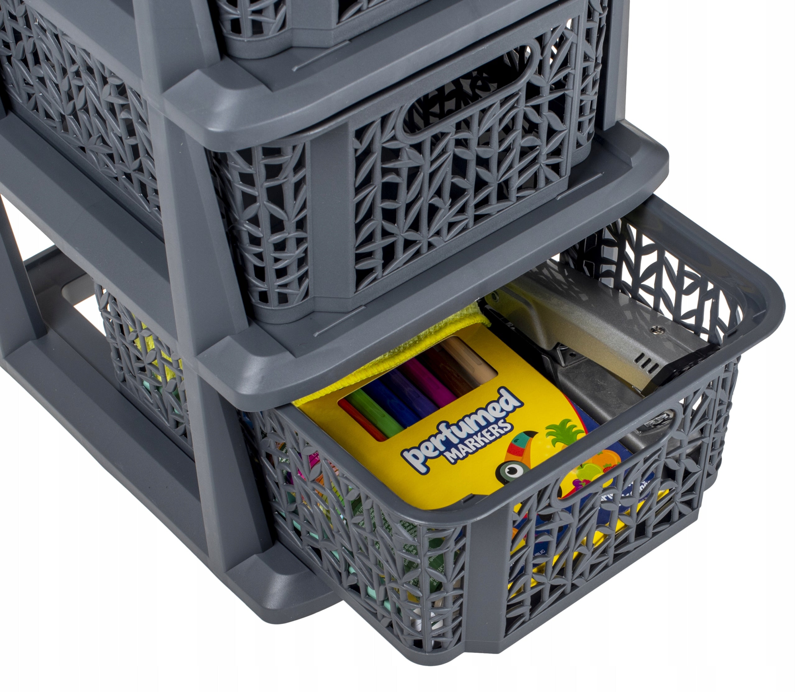 Bookcase cabinet rack with 4 baskets Bamboo anthracite for pantry kitchen Manufacturer code 5901098176422