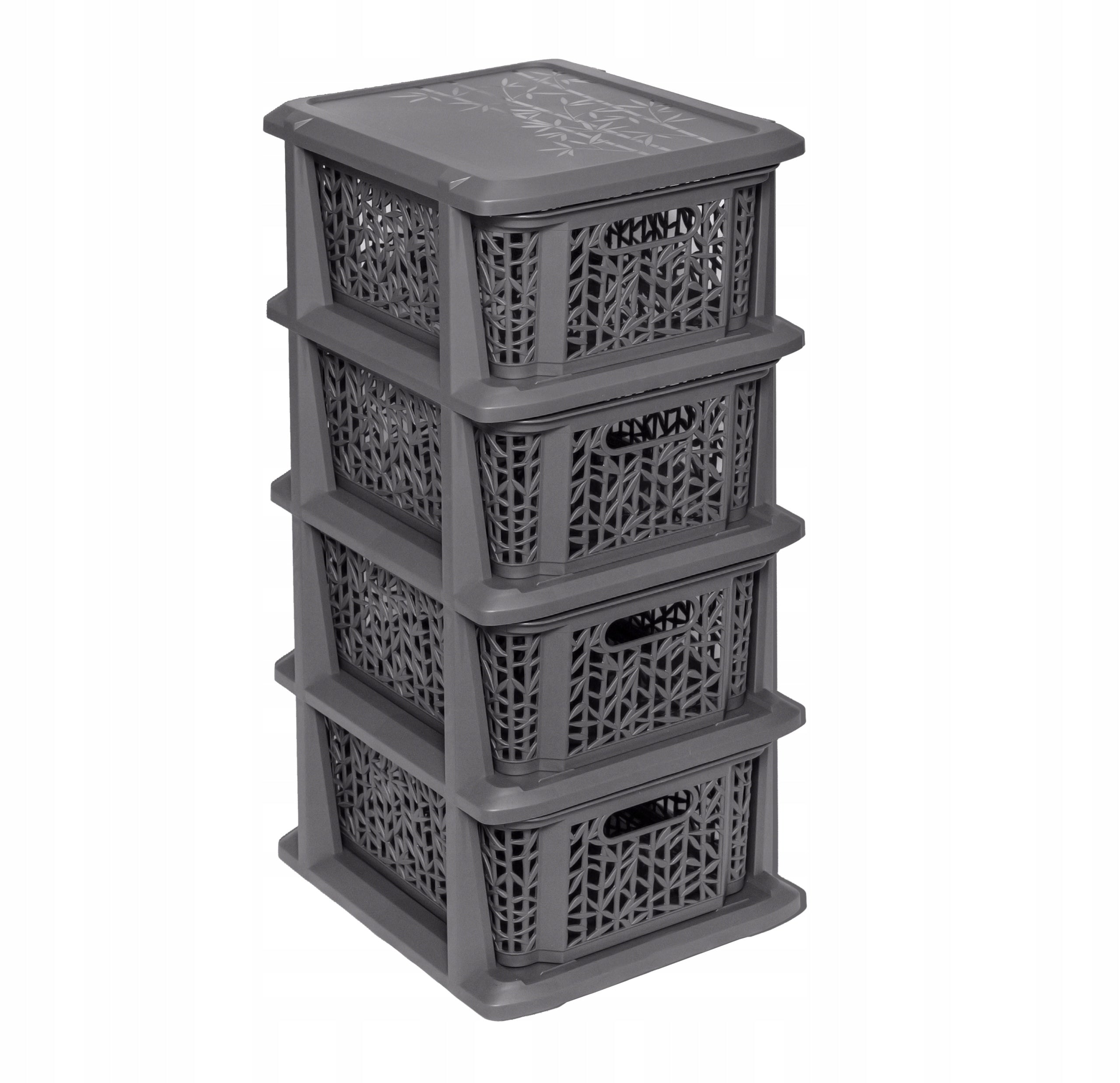 Bookcase cabinet rack with 4 baskets Bamboo anthracite for pantry kitchen