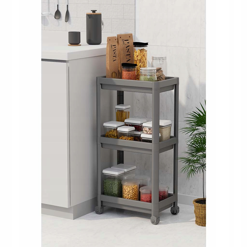 Bookcase on wheels 3 level Decobella anthracite kitchen bathroom Manufacturer code 81519 TH-OMAK
