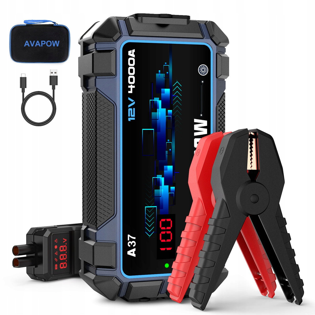 Booster Jump Starter AVAPOW A9 MAX (A37) 4000A powerbank 20000mAh flashlight