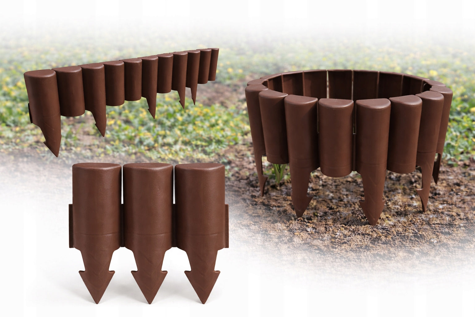 Border garden palisade high edging border bronze 2,5 meters lawn fence