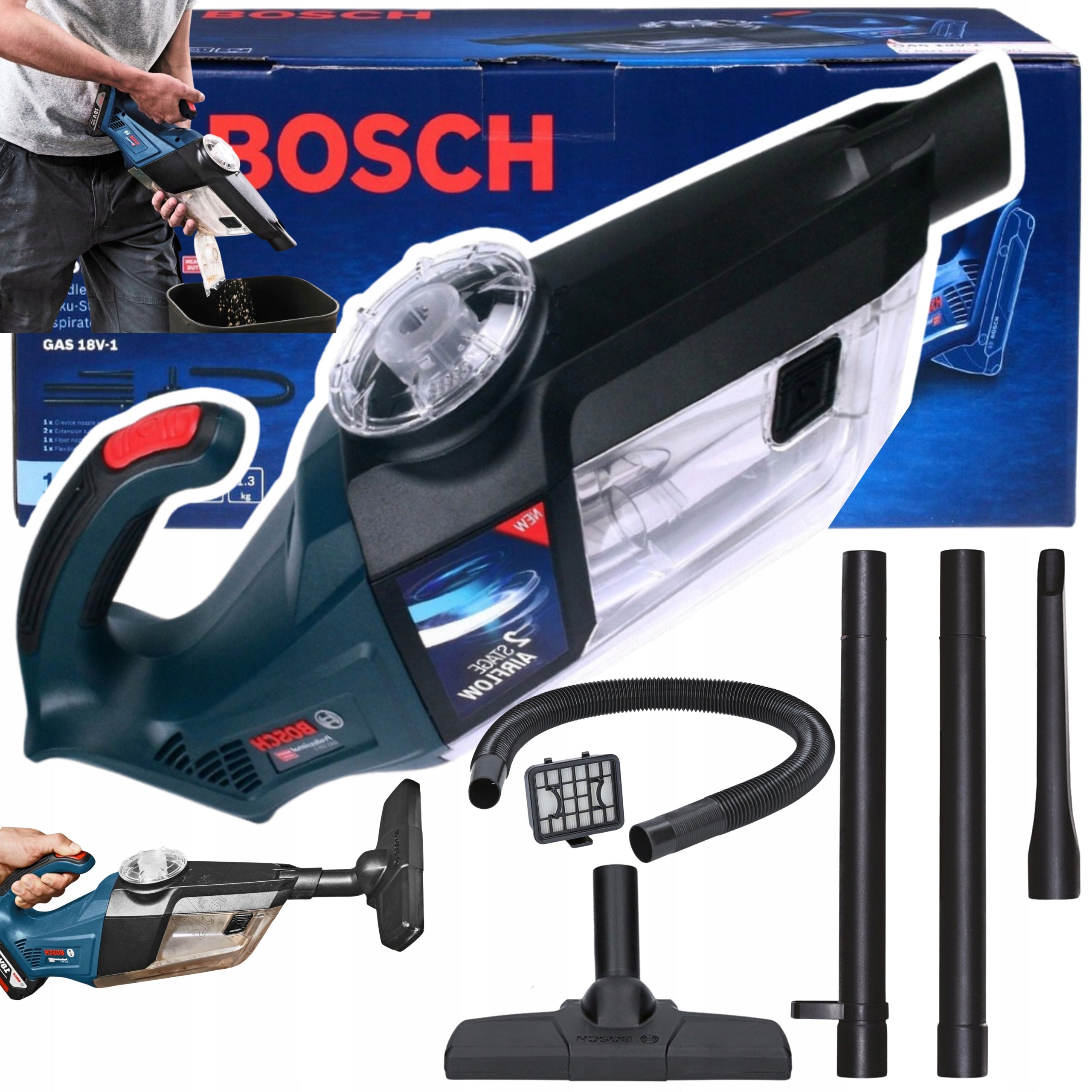 Bosch CORDLESS HANDHELD VACUUM CLEANER BAGLESS CAR WORKSHOP 18V