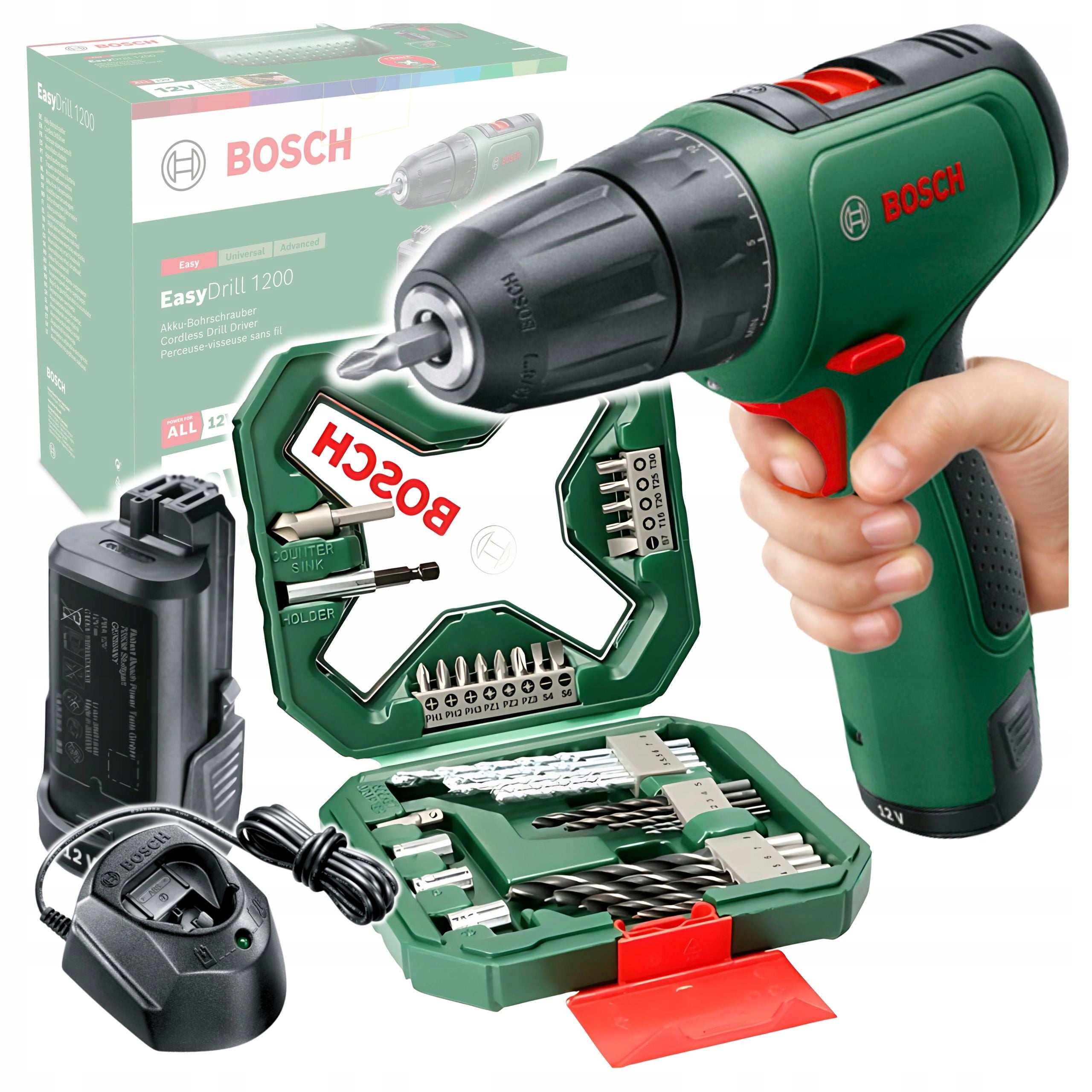 Bosch DIY EasyDrill 1200 Drill/Driver 12V +1,5Ah +Equipment 06039D300A