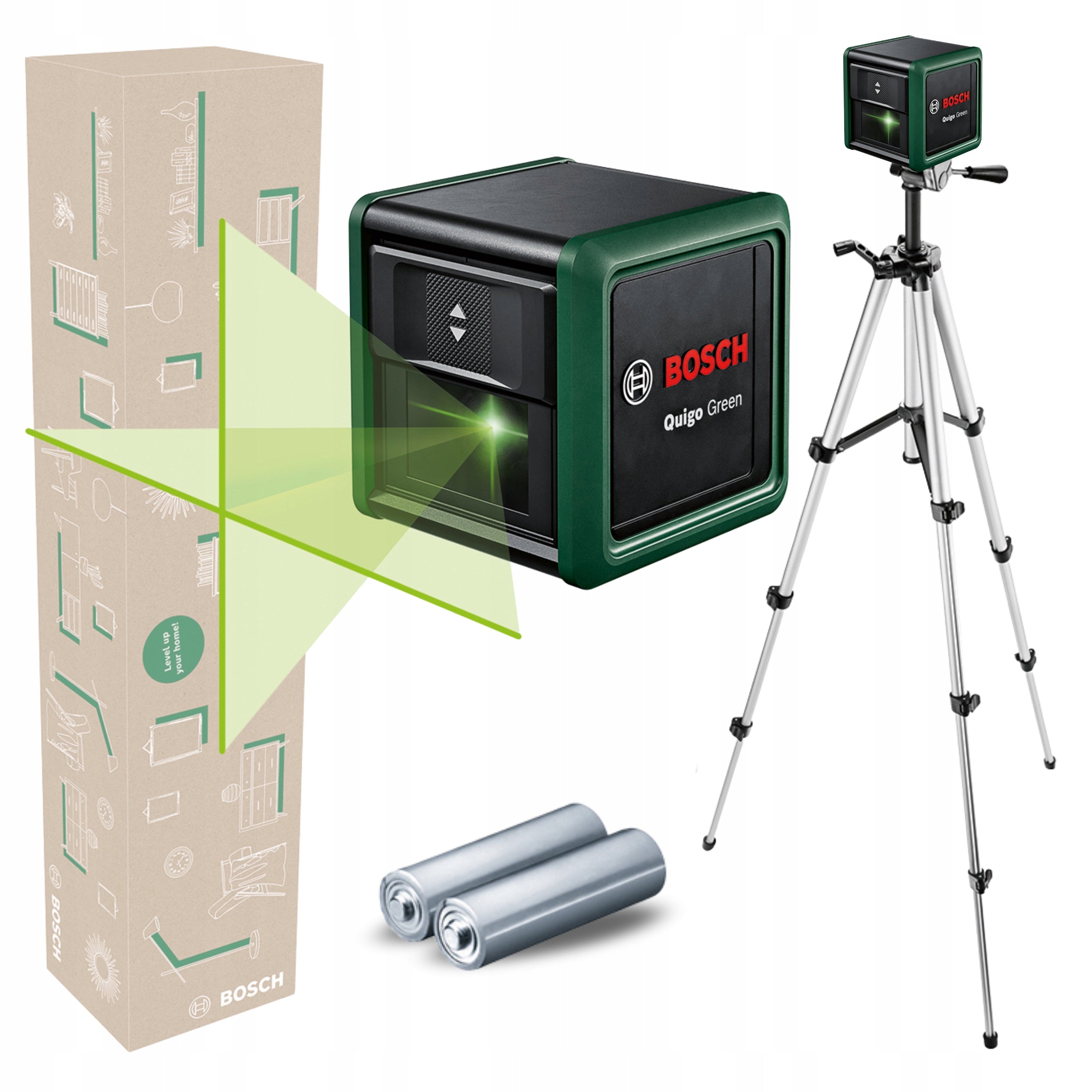 Bosch DIY Quigo Green Cross Laser with Tripod 0603663CZ1