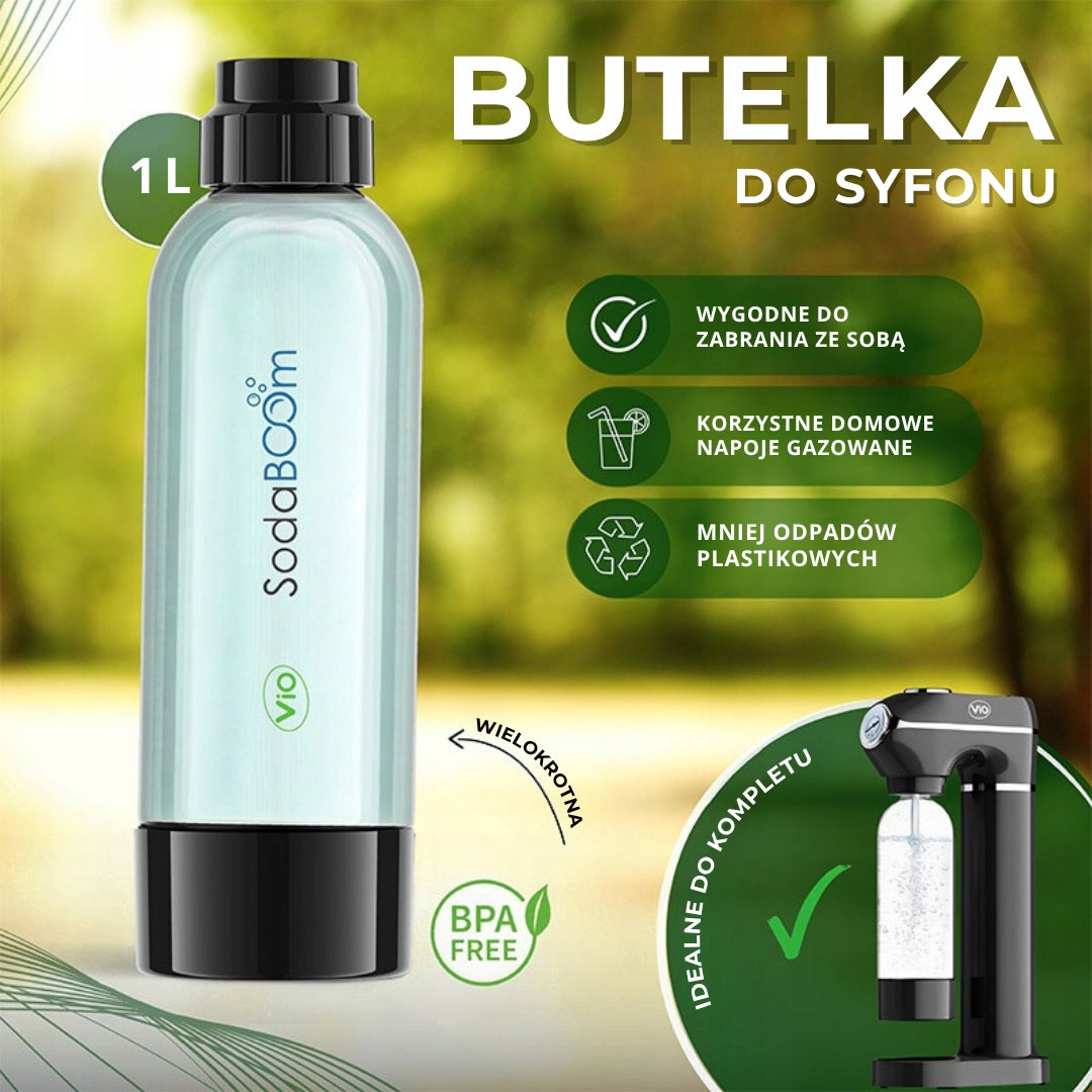 Bottle for saturator ViO SodaBoom SB-7006 grey - Reusable 1 liter Grey Packaging status original