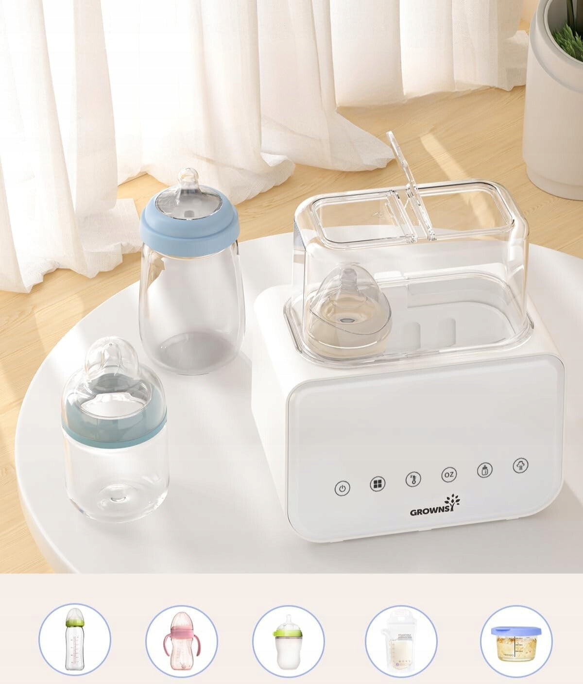 Bottle warmer 8in1 sterilizer defroster timer GROWNSY BPA free Manufacturer code Podgrzewacz do butelek 8w1