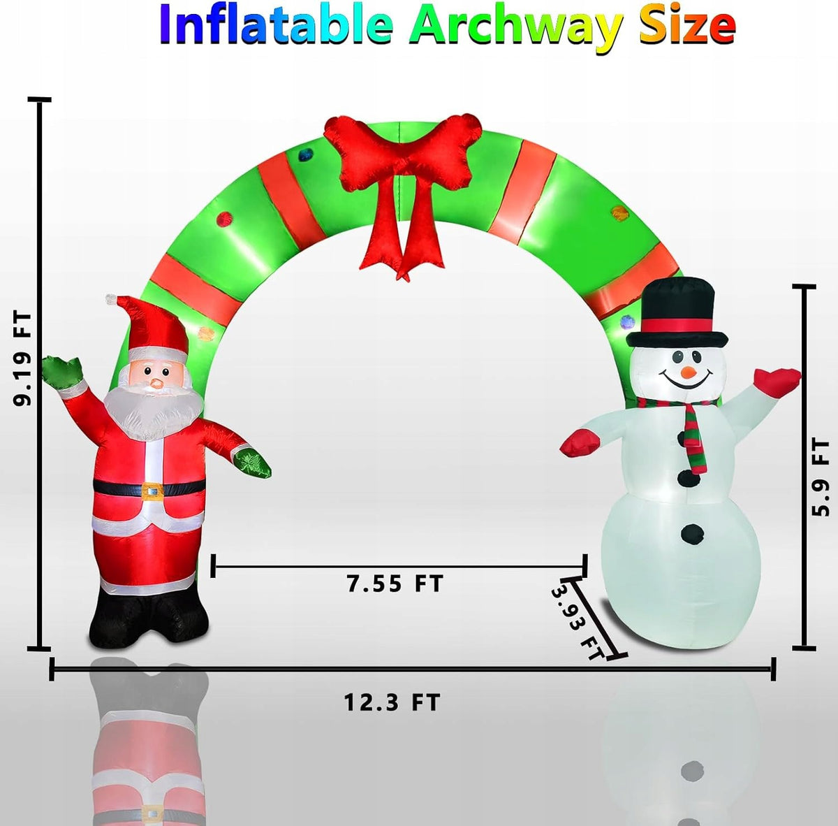 Bow Inflatable Christmas LED 280 cm Santa Claus Snowman Gate for Garden XXL Packaging status original
