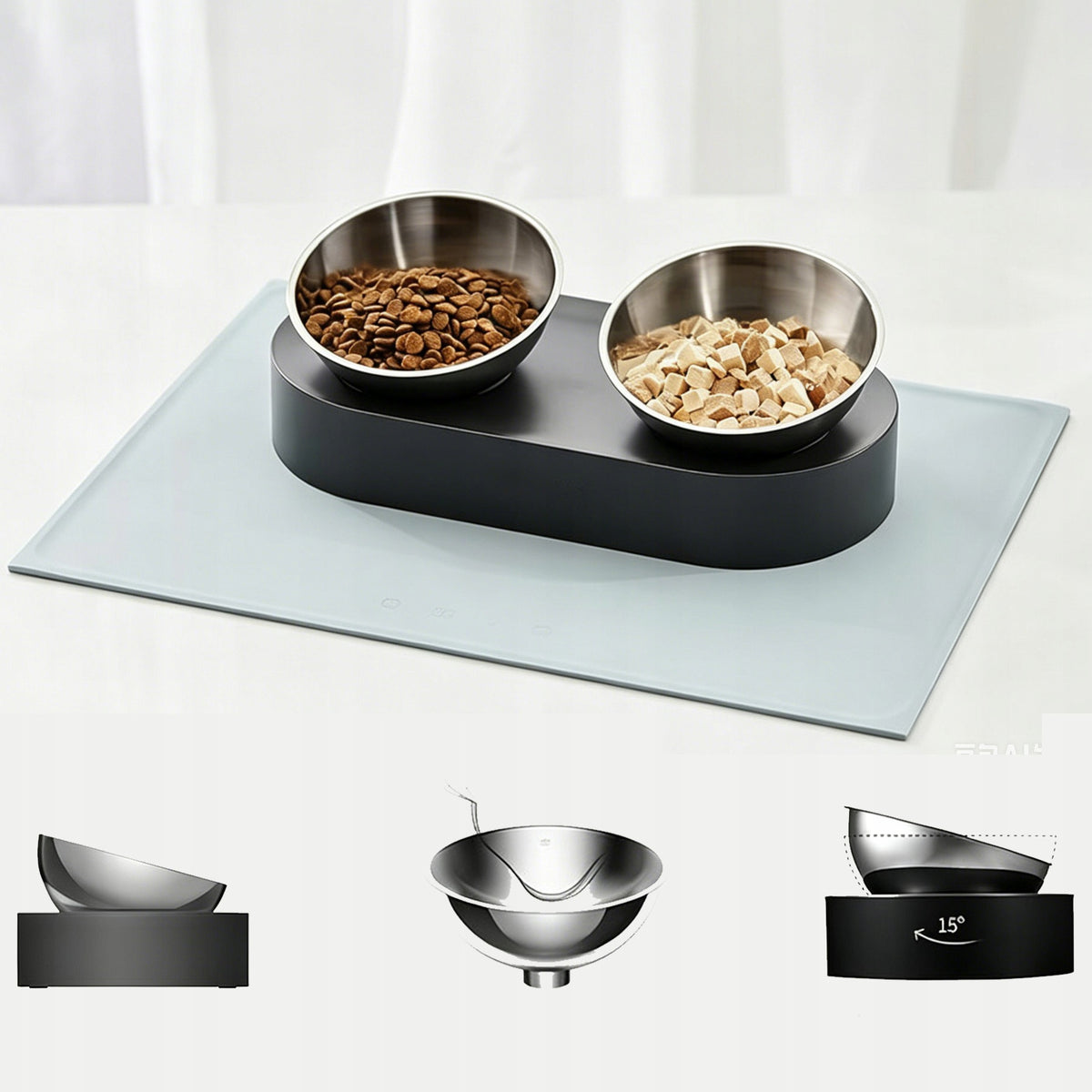 Bowl Cat Dog Adjustable Premium Bowl Double Elevated Cat Dog 600ml Packaging status original