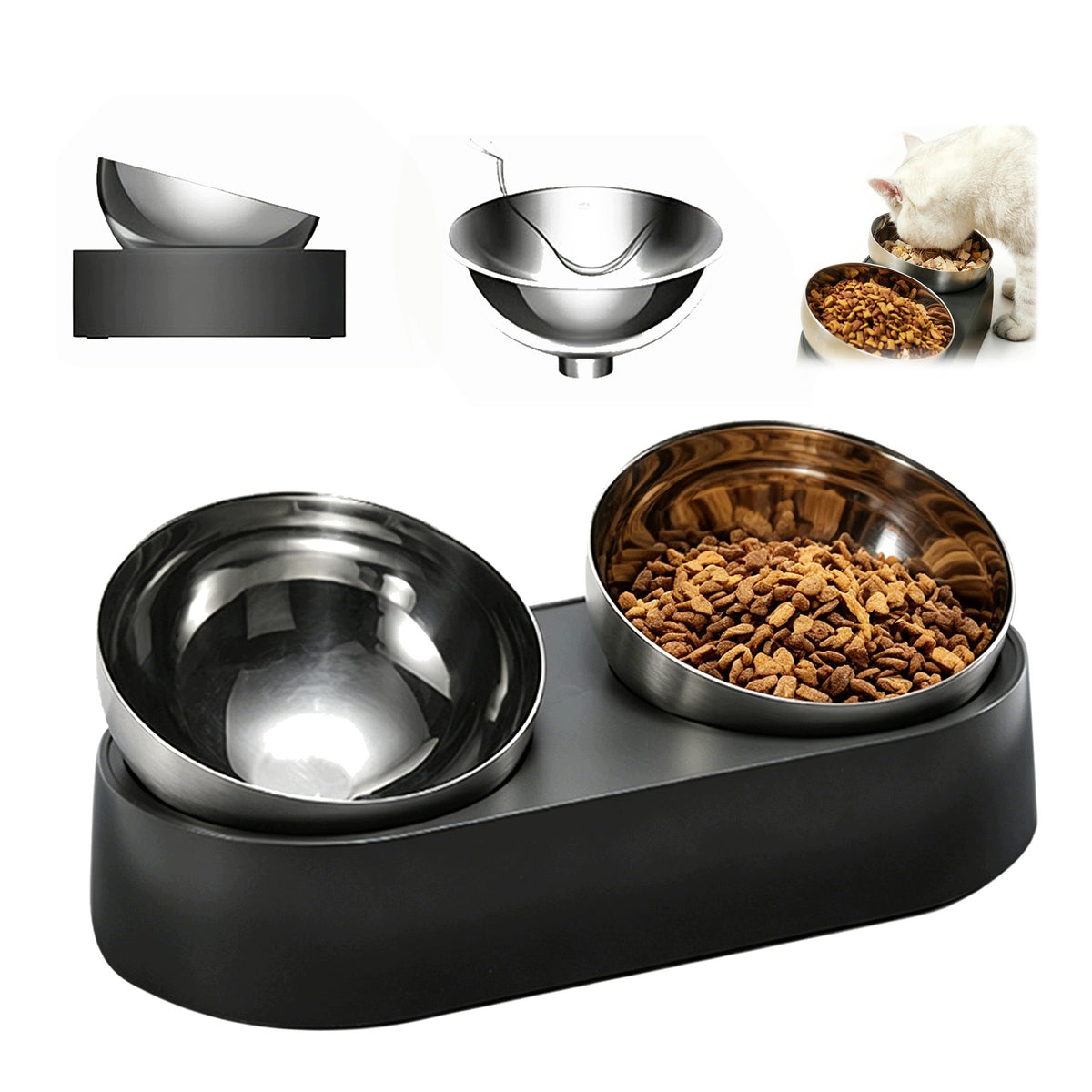 Bowl Cat Dog Adjustable Premium Bowl Double Elevated Cat Dog 600ml