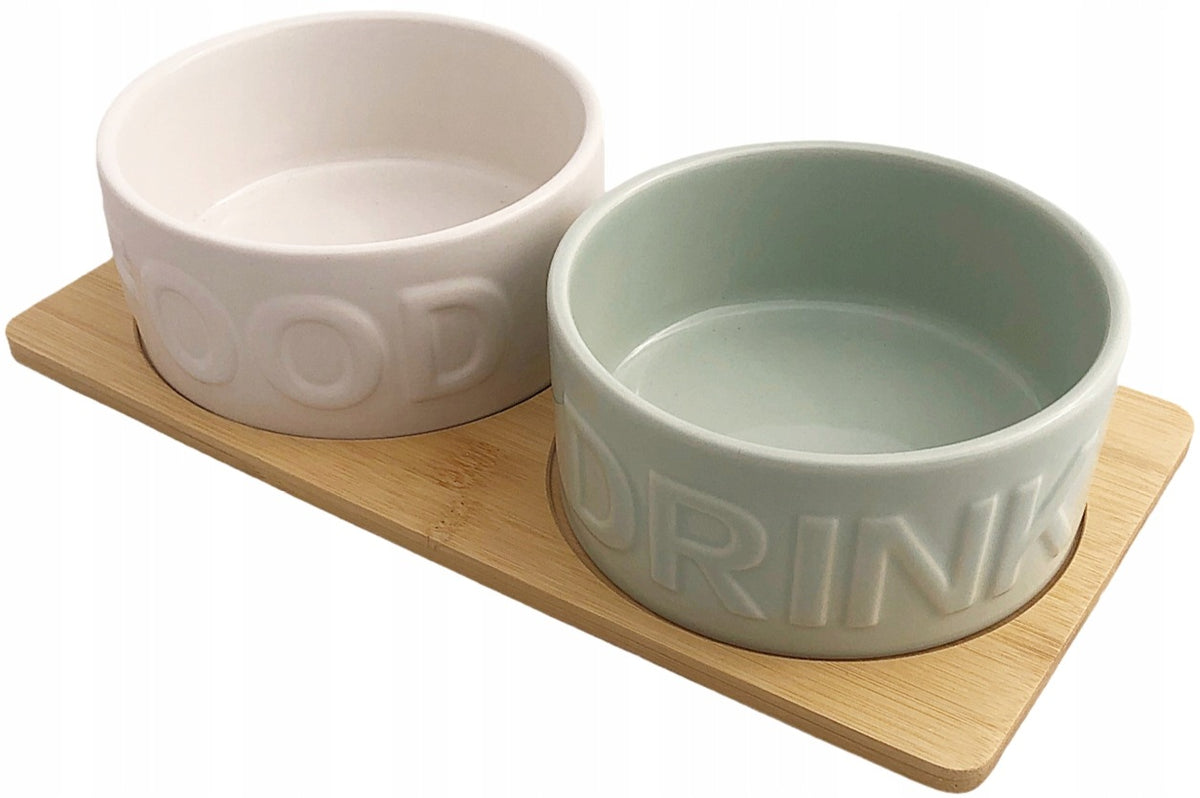 Bowl Ceramic Food Bowl Dog Cat Food on Bamboo Stand Manufacturer code mis2526
