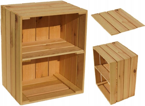 Box 50x40cm Wooden Natural Ecological with Shelf | Bookcase | Container