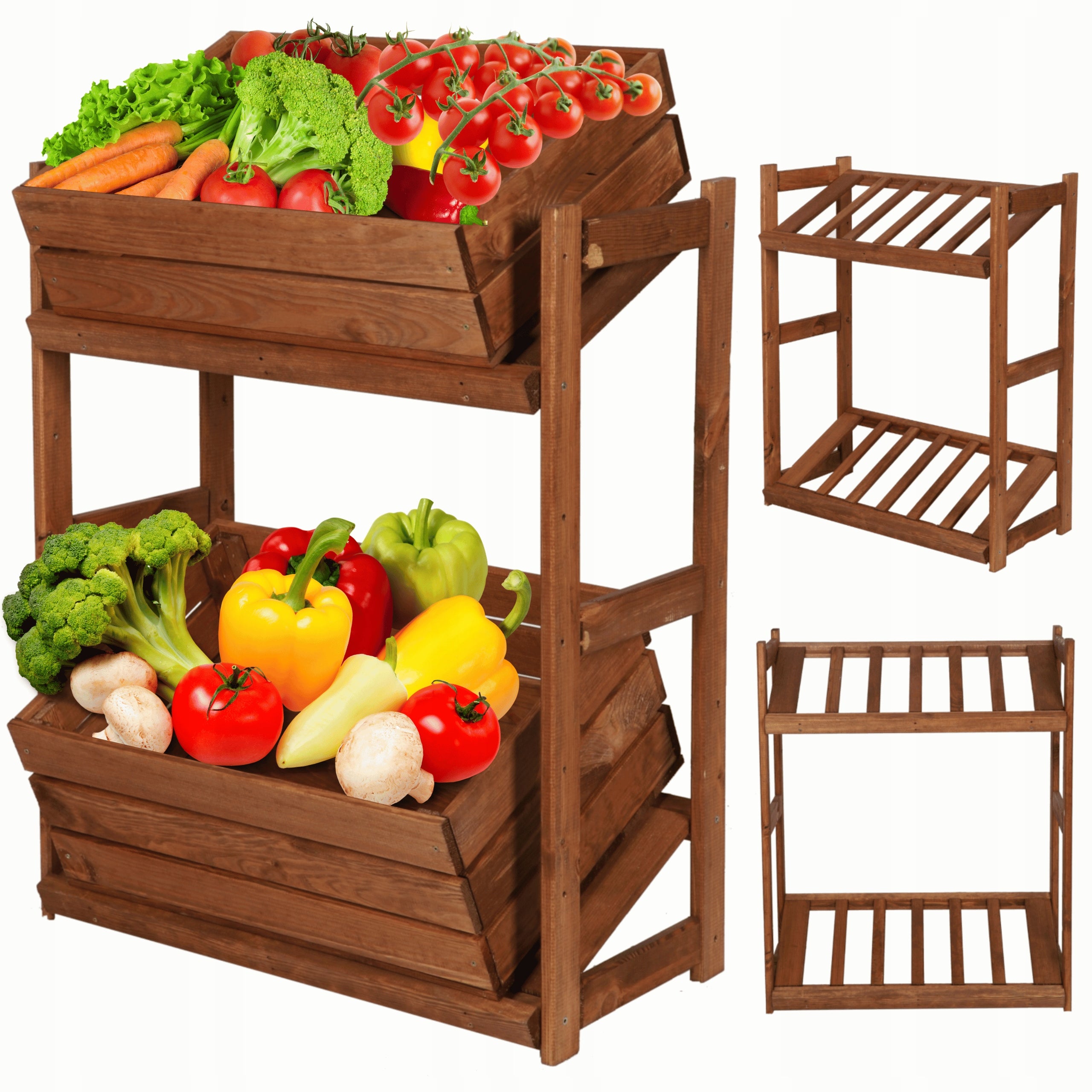 Box rack wooden rack for garage 2 shelves pine stand EKO