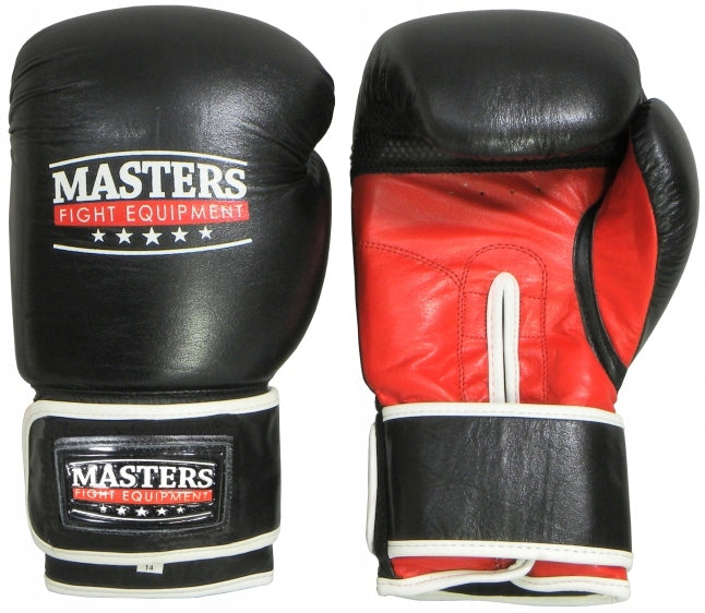 Boxing gloves MASTERS Buffalo leather RBT-301 black-red 14 oz