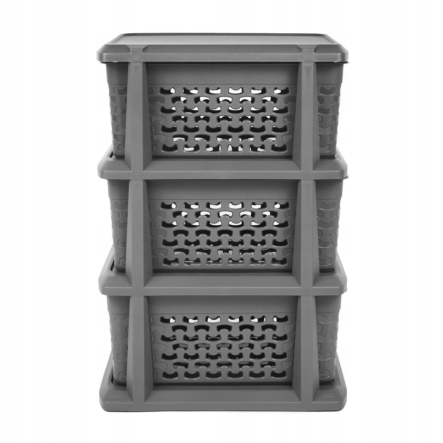 BranQ Cotton bookcase with 3 baskets dark grey melange 1 pc. Furniture color gray