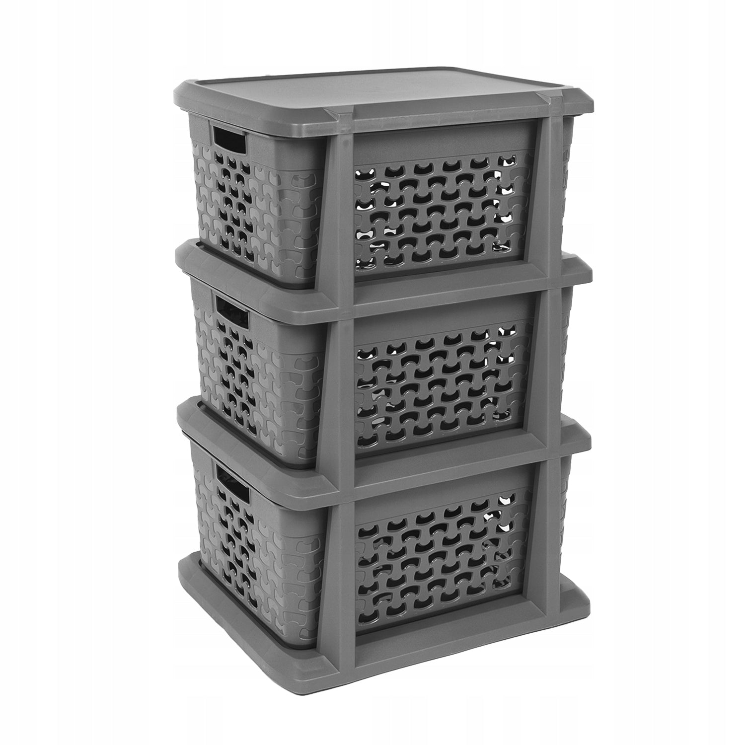 BranQ Cotton bookcase with 3 baskets dark grey melange 1 pc. Packaging status original