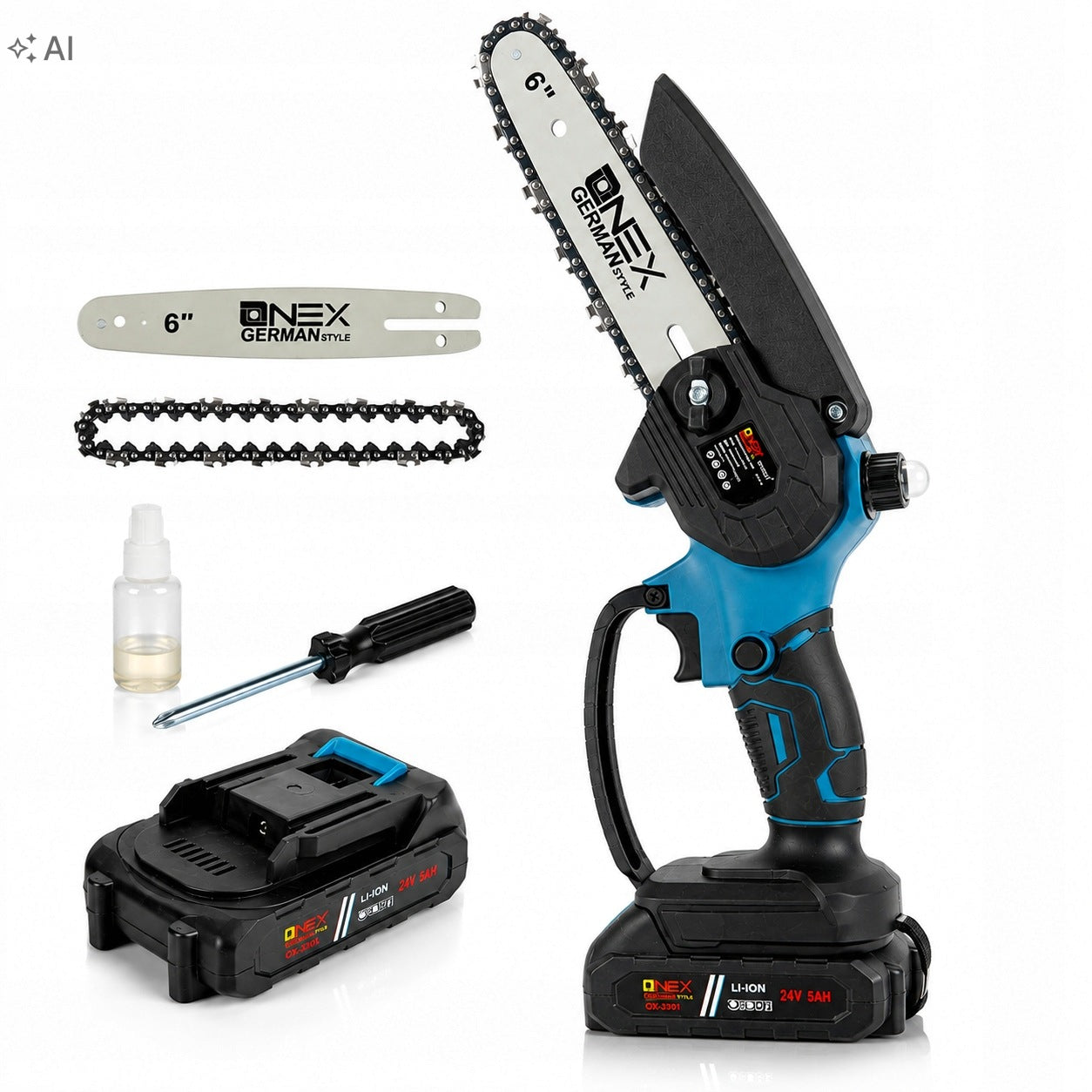 Branch Saw 24V 6'' Tree Saw +2x Rechargeable Efficient Set
