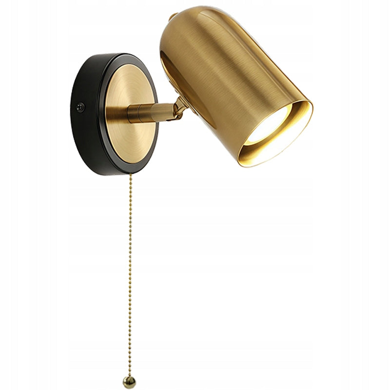 Brass Wall Lamp with Pull Chain Switch 180° Swivel 5W 4000K LED Wall Light