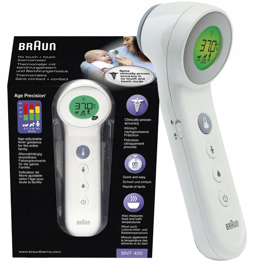Braun BNT400WE Sensian 7 | non-contact thermometer | forehead * measurement 2 sec. Medical device yes