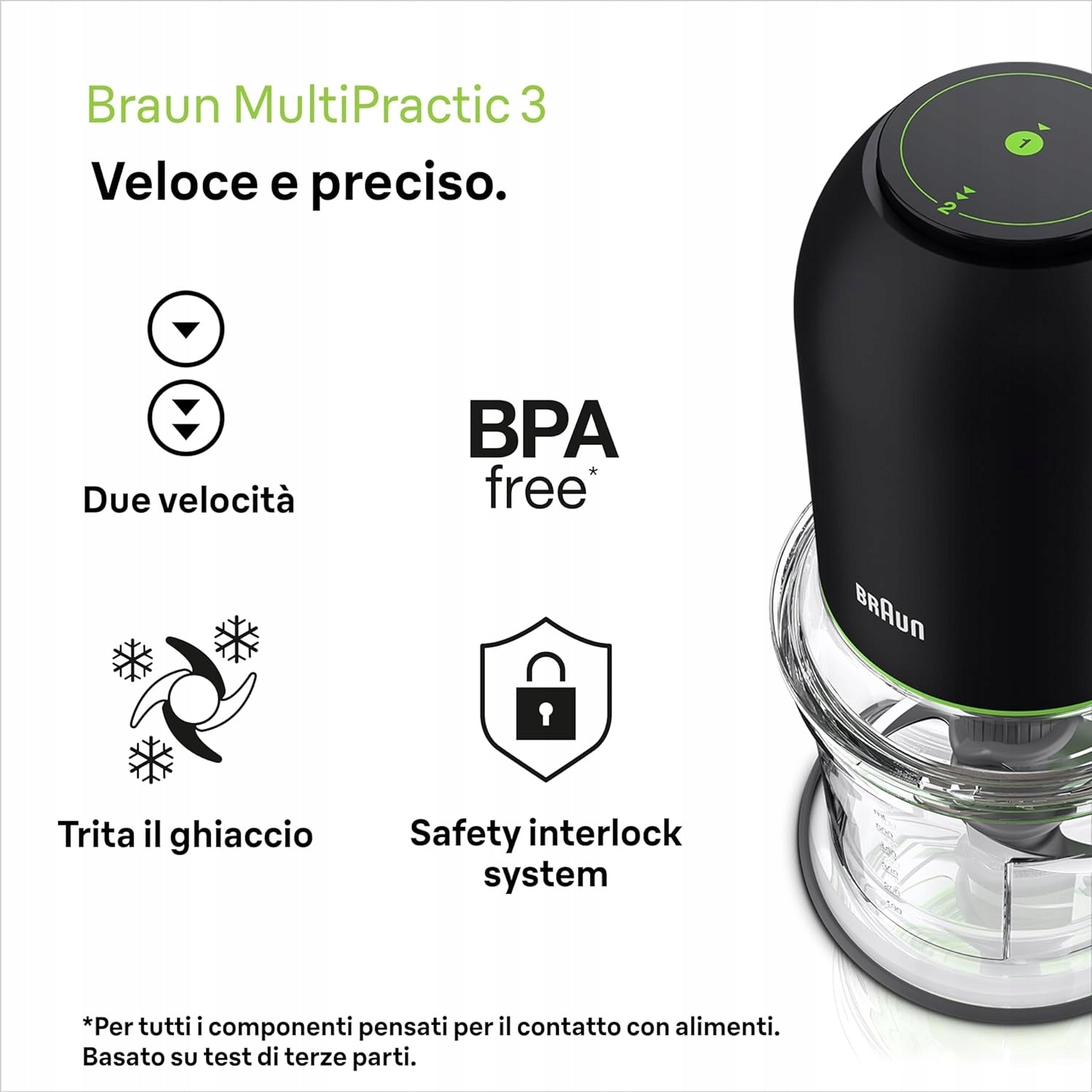 Braun CH3011BK Shredder 500W Strong Ice Meat Herb Vegetable Chopper Power 500 W