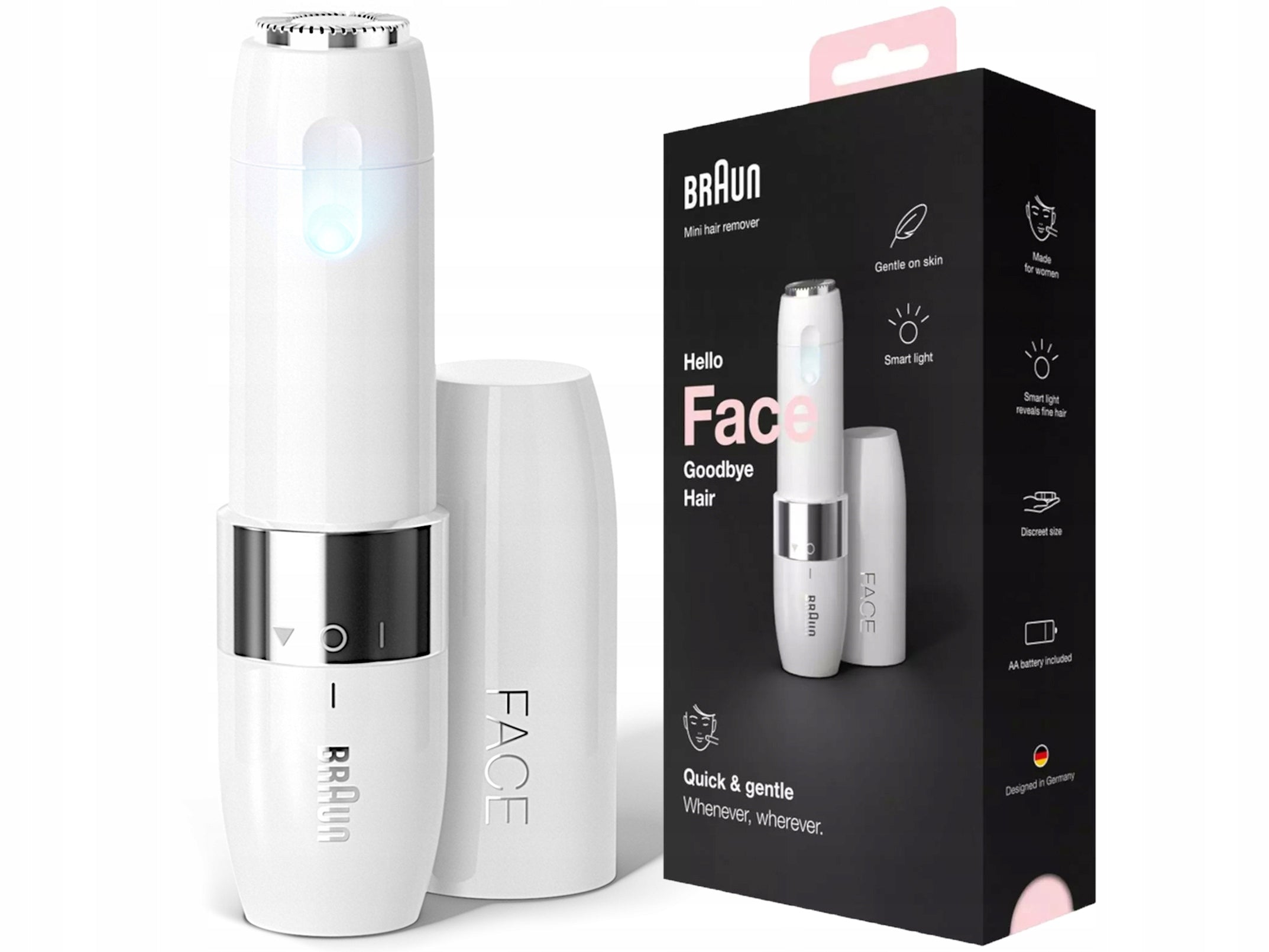 Braun Face Mini FS1000 – compact face shaver for women, white Packaging status original