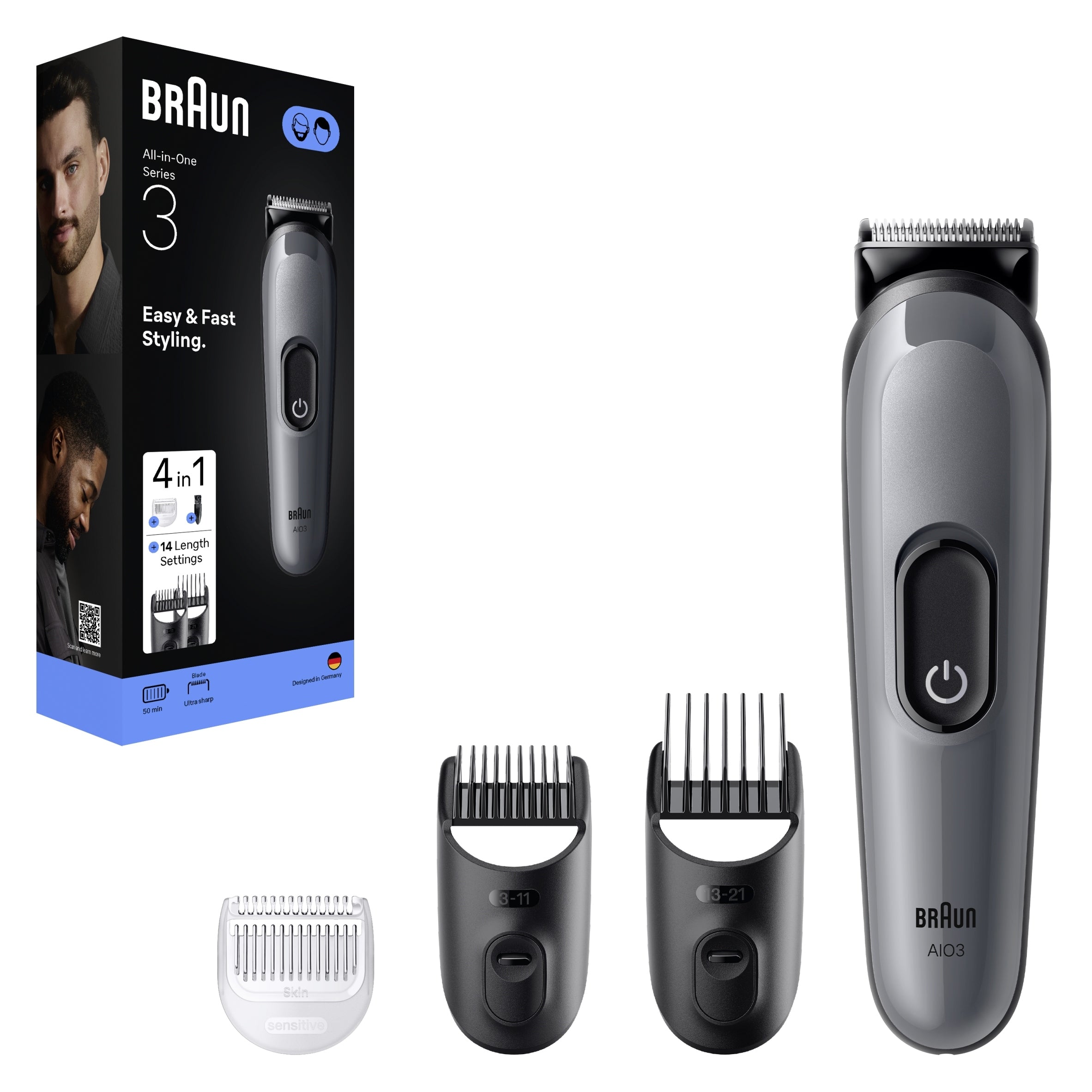 Braun Series 3 AIO3500 Men's Body Care Set 4in1, 14 Length Settings Manufacturer code AIO3500