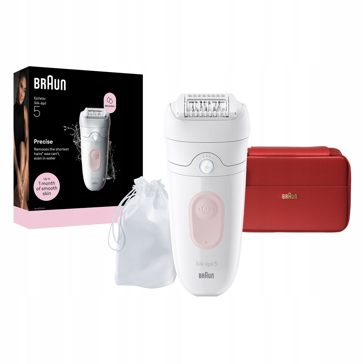 Braun Silk epil 5, Wet and Dry Epilator, Pink, for Hair Removal +FREEBIE