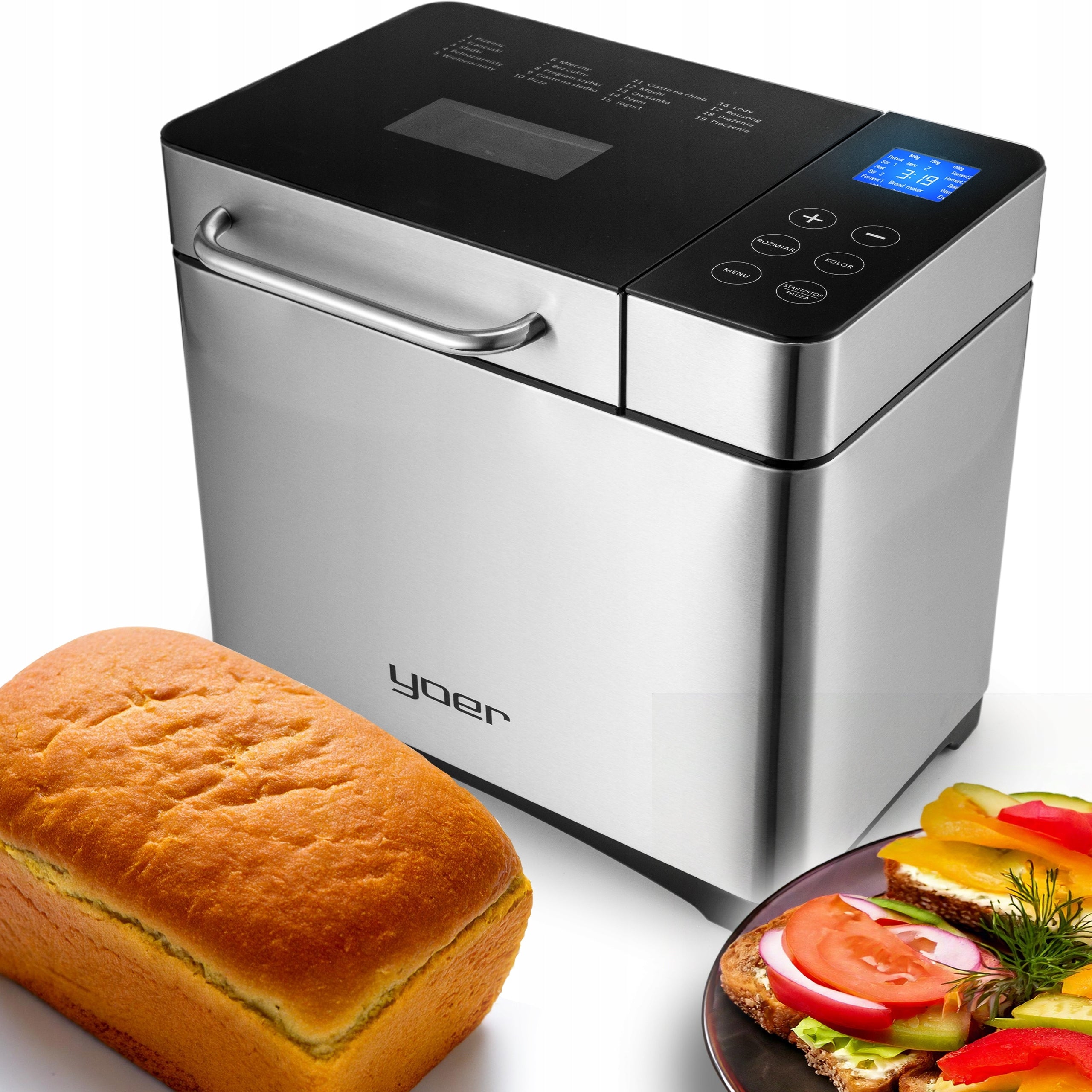 Bread maker Automatic Yoer INOX +Recipes +19 programs +ICE CREAM