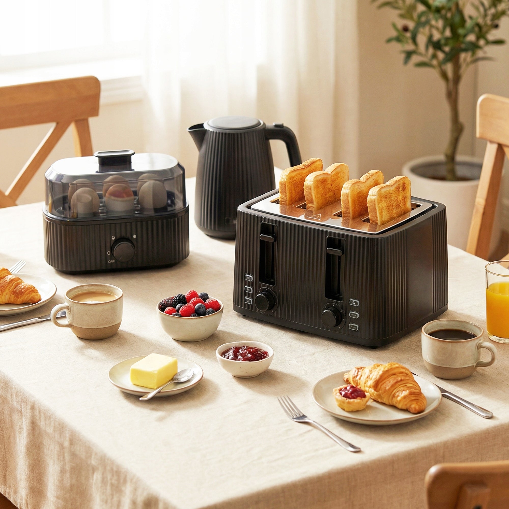 Breakfast Set 3in1 Kettle Toaster Egg Cooker Black Manufacturer code 800-306V90BK
