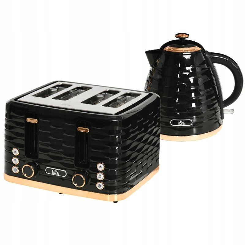 Breakfast Set Kettle 17L 4-Slice Toaster Black Dominant color black