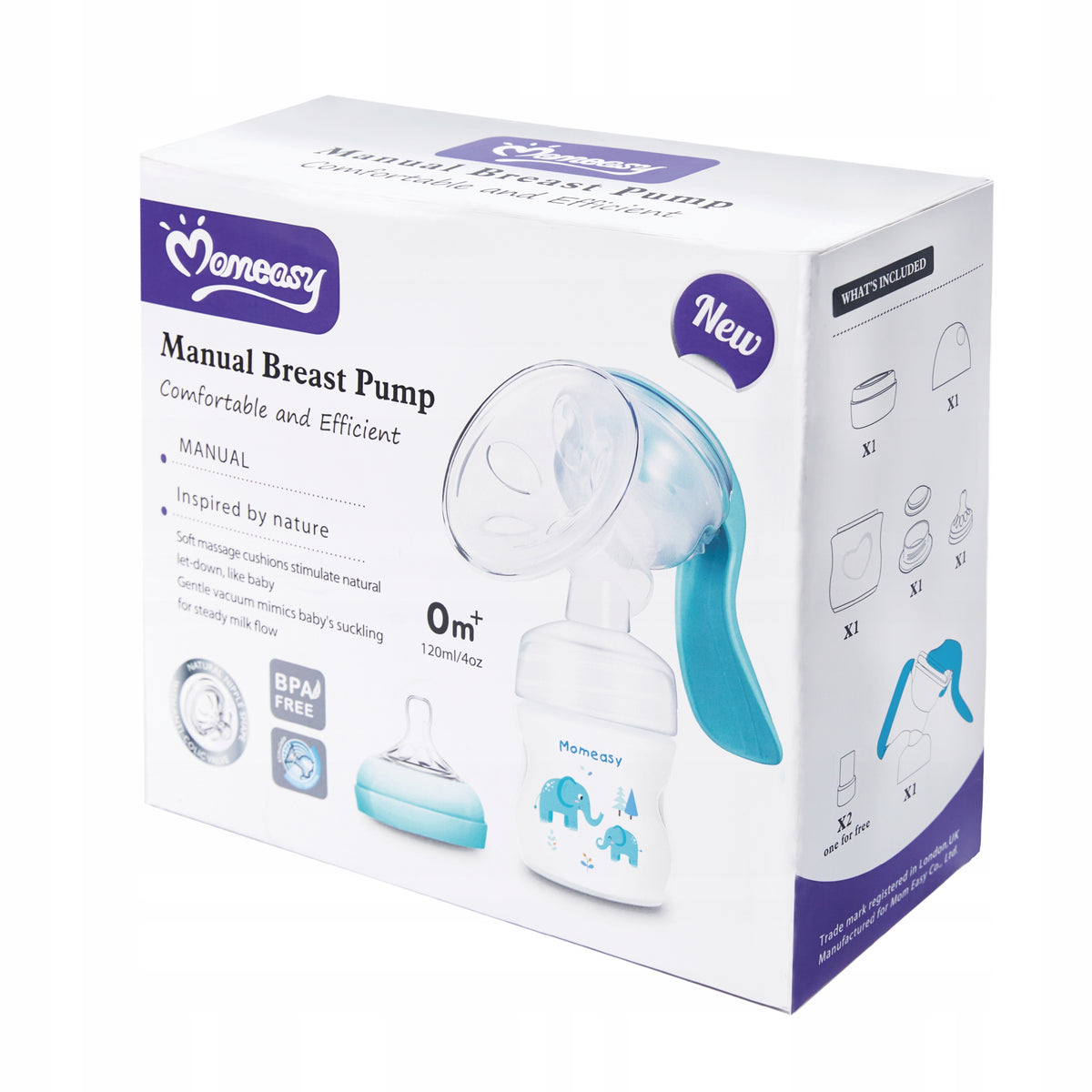 Breast pump 0m+ manual food extractor bottle 120ml Momeasy Manufacturer code 45607N