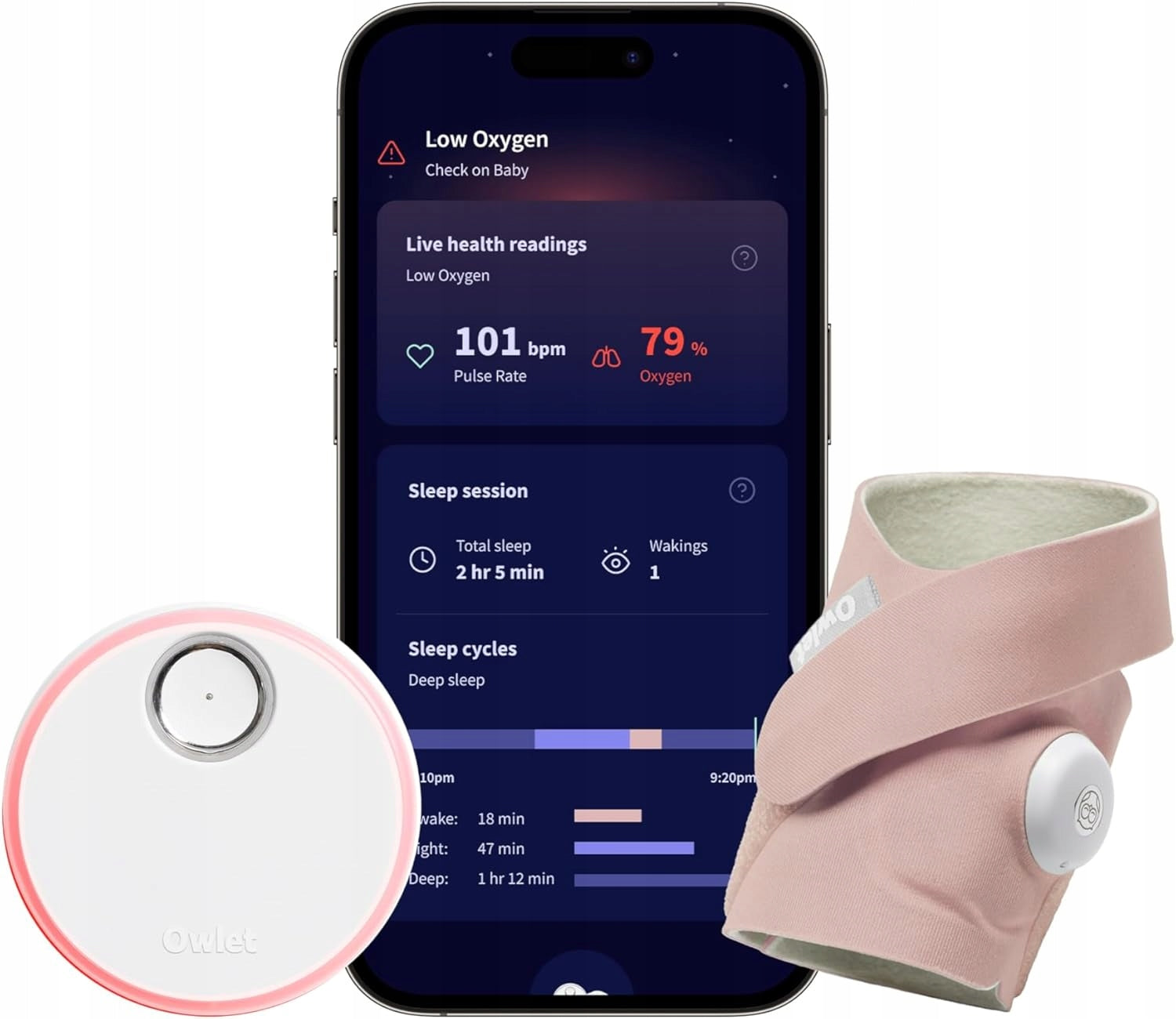 Breath Monitor Owlet Dream Sock pink sock heart rate sleep oxygenation Packaging status original